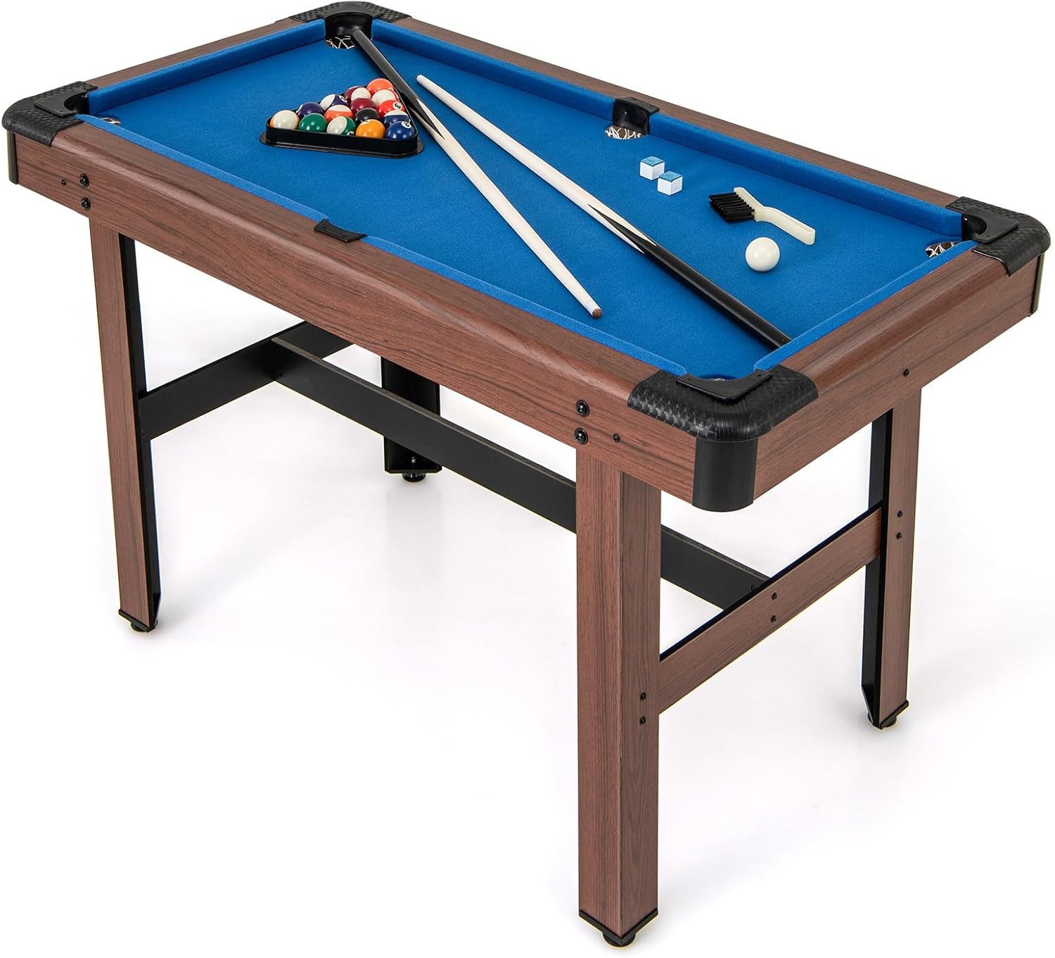 COSTWAY Billardtisch, Holz mit Kugelsatz, 2 Queues