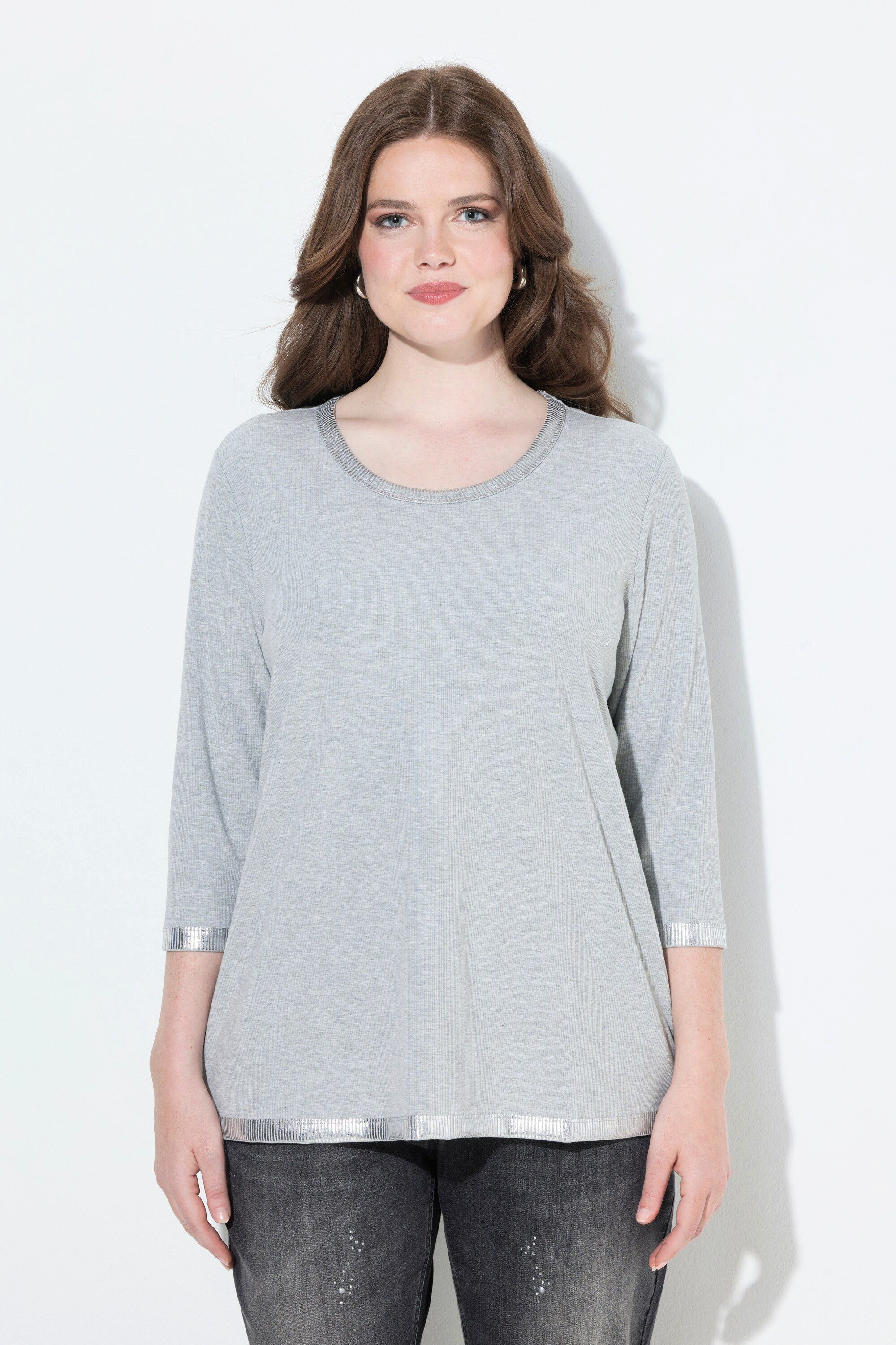 Ulla Popken T-Shirt Shirt Silberdruck Classic günstig online kaufen