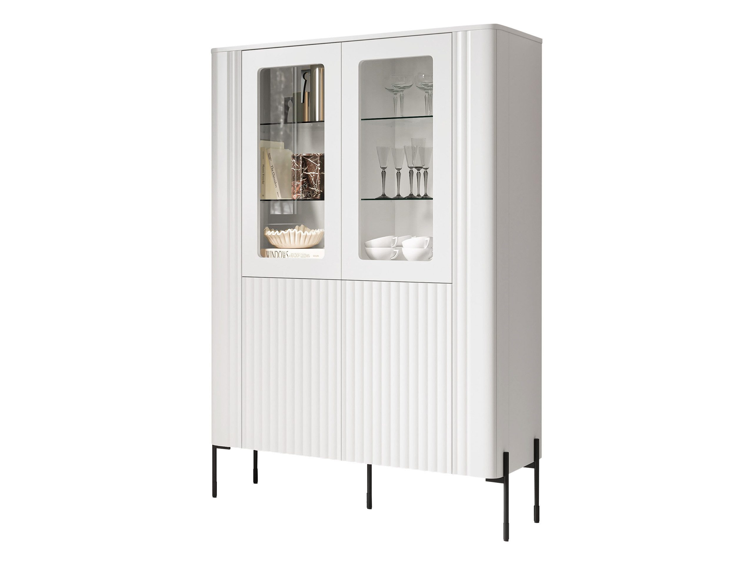 MIRJAN24 Vitrine Vera (mit zwei Drehtüren) gehärtetem Glas