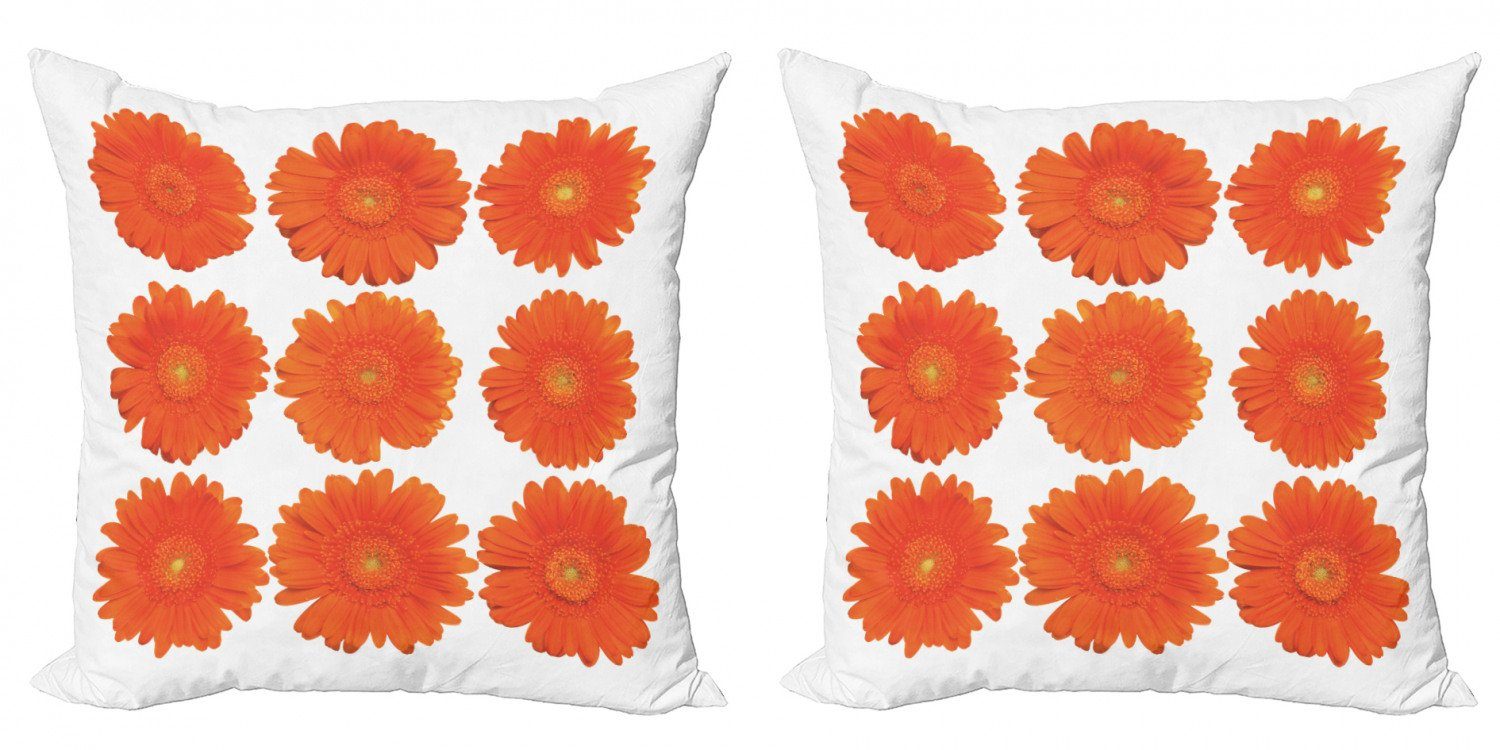Doppelseitiger Modern Daisy Orange Stück), Accent (2 Abakuhaus Bouquet Botanical Kissenbezüge Digitaldruck,
