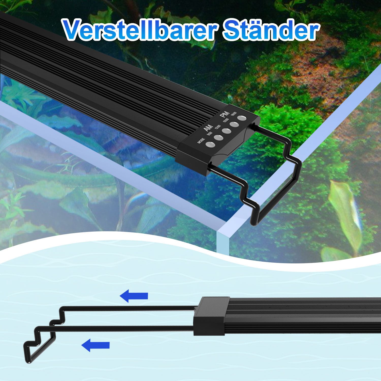 Clanmacy LED Aquariumleuchte RGB LED Aquarium Beleuchtung Lampe Vollspektrum Aufsetzleuchte Licht, RGB50.5 FITS 55-80CM TANk – Bild 5 von 5