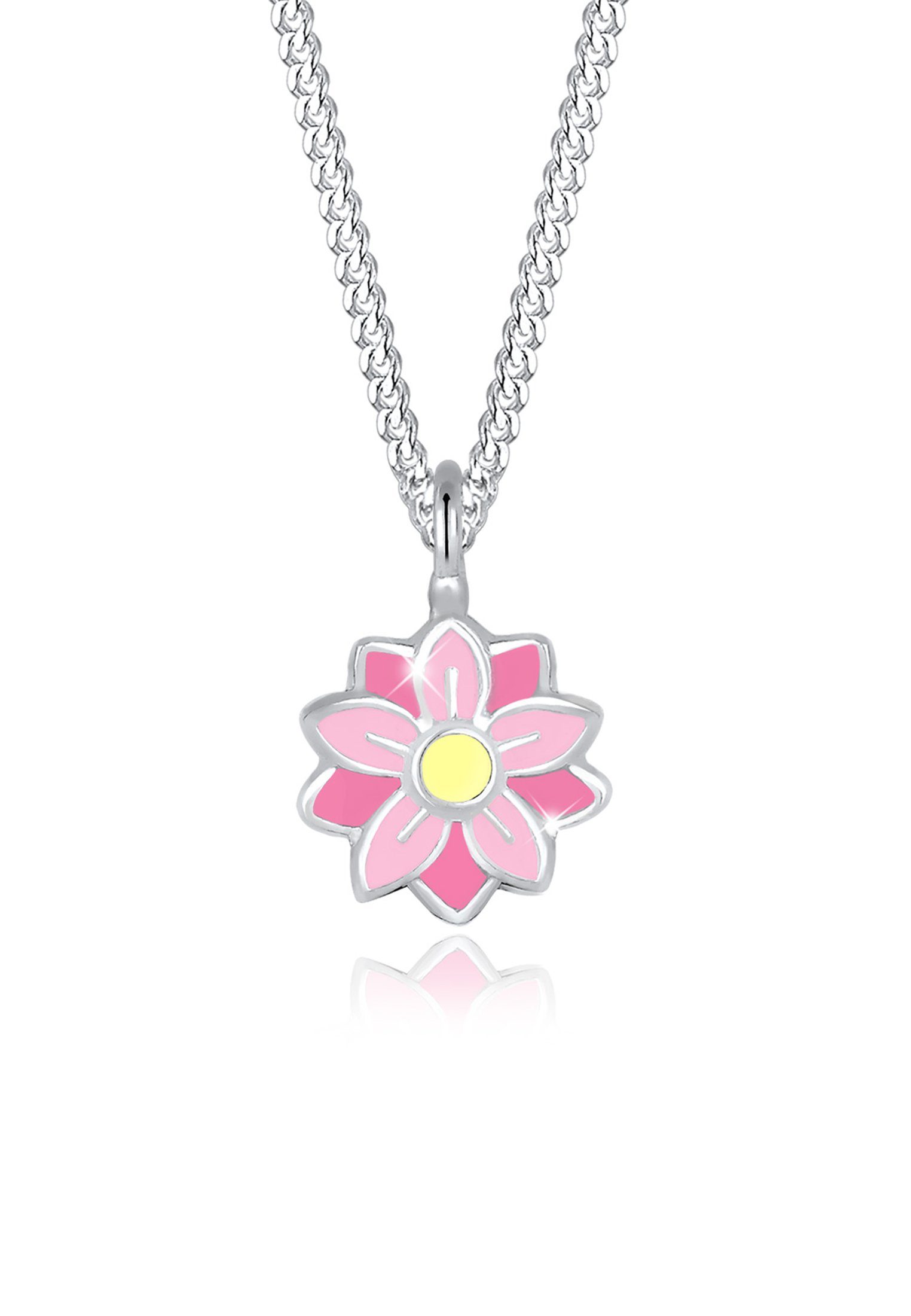 Anhänger Flower Blume mit Kette Emaille 925 Pastel Kinder Elli Silber, Blume