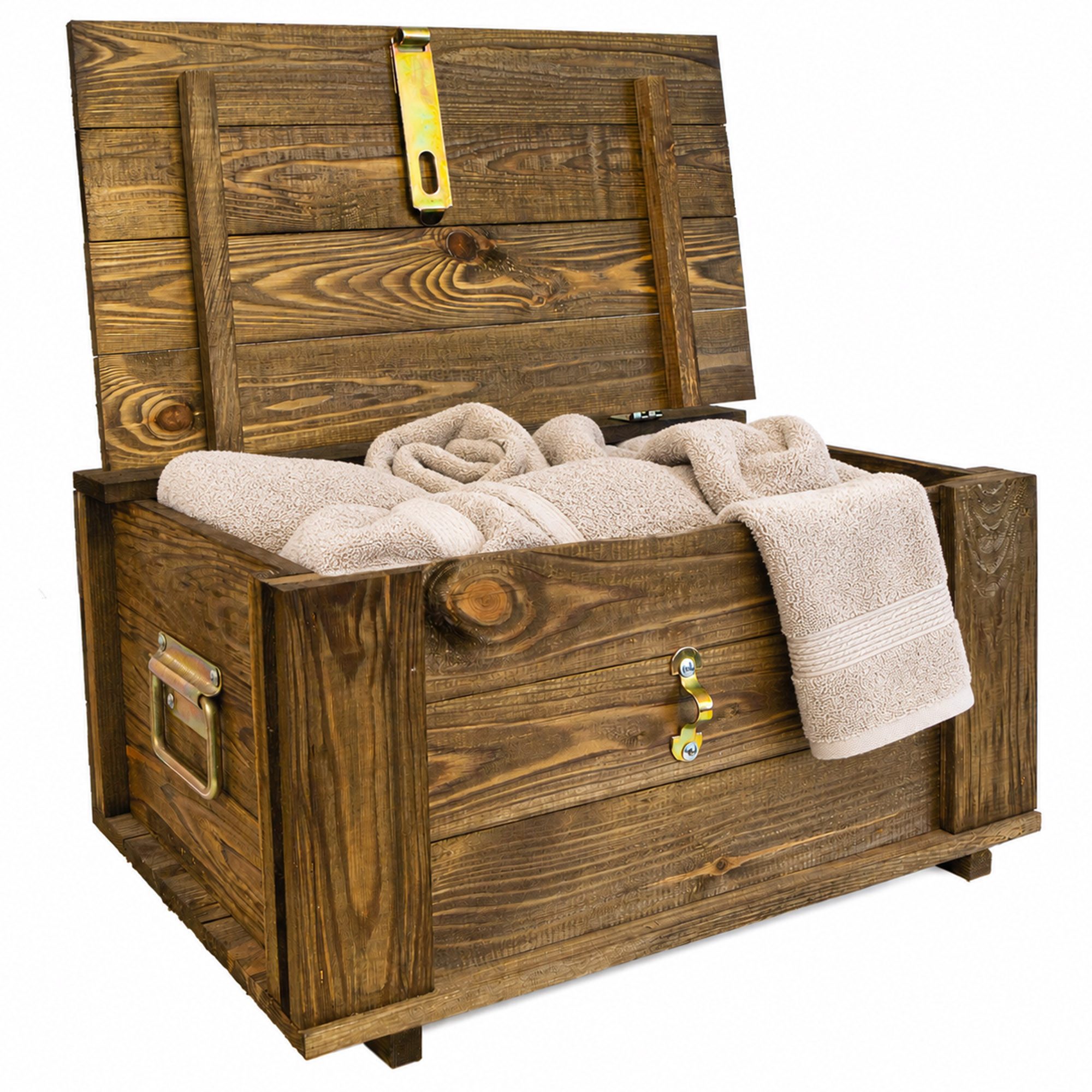 Kistenkolli Altes Land Allzweckkiste Truhe Hugo braun mit Deckel 50 x 36 x 26cm (Spar-Set)