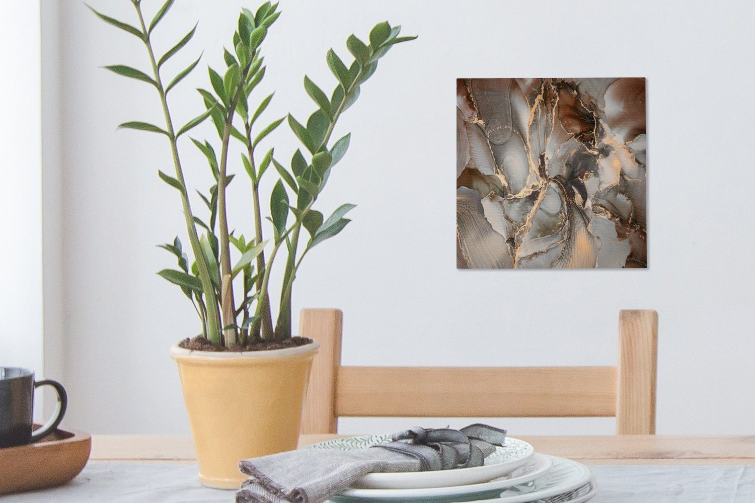 Leinwand Bilder für Grau OneMillionCanvasses® - Schlafzimmer (1 St), - Leinwandbild Gold Marmor, Wohnzimmer