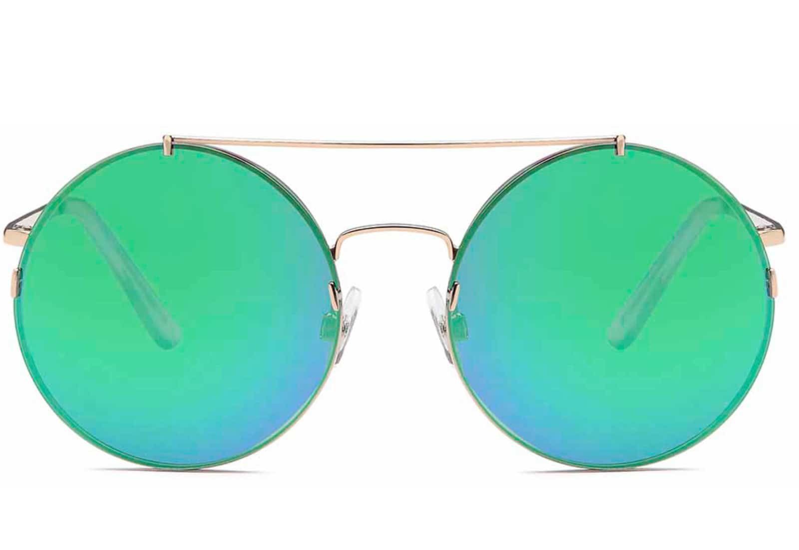 BEZLIT Eyewear Pilotenbrille Rundglas Designer verspiegelten, blauen Linsen Sonnenbrille schwarz, mit Damen und Blau-Grün (1-St) balu-grün