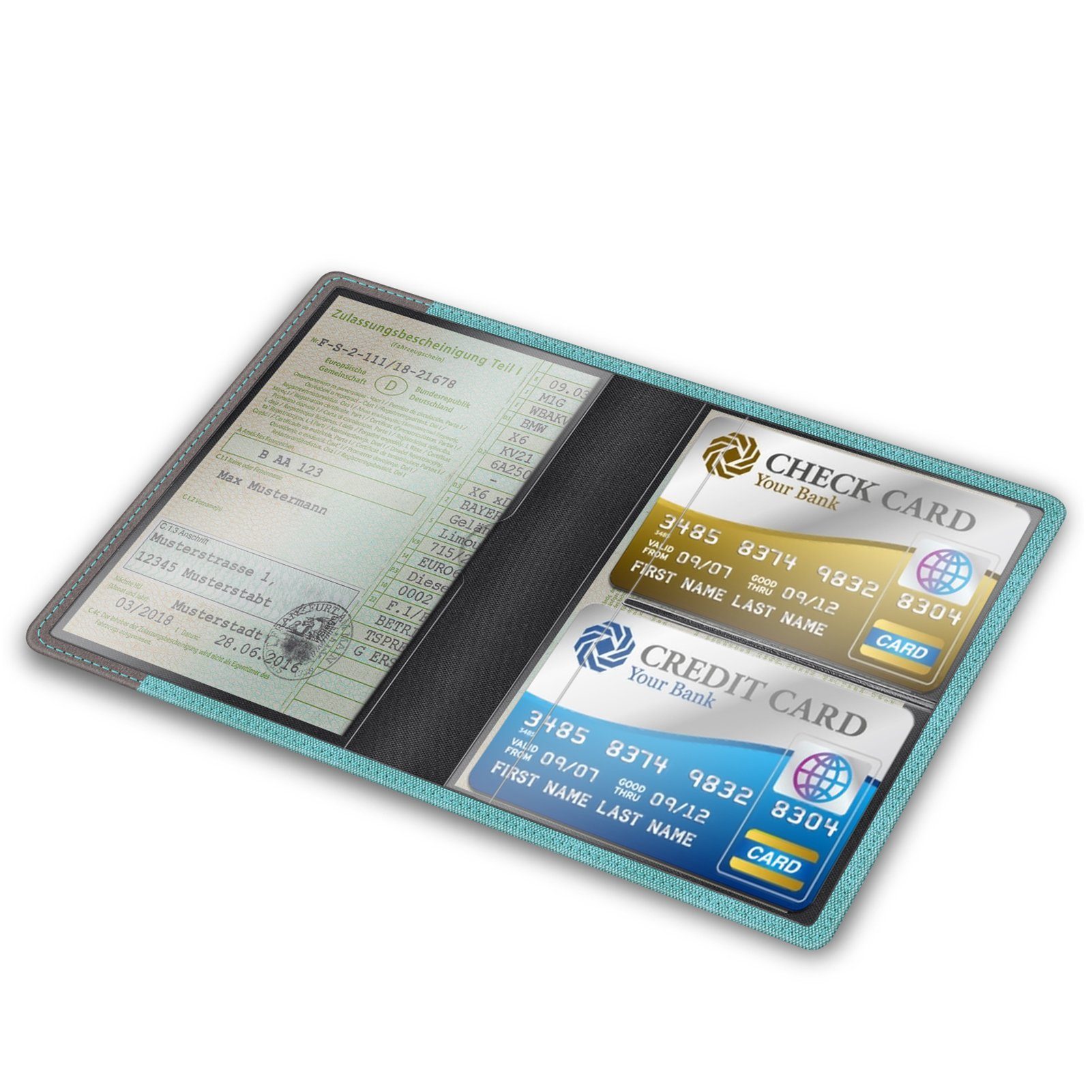 Fintie Mini Geldbörse Fahrzeugschein Hülle, Ultradünne Fahrzeugscheinetui Kreditkartenetui, aus Kunstleder Tasche für KFZ Fahrzeugschein/Ausweis/Karten