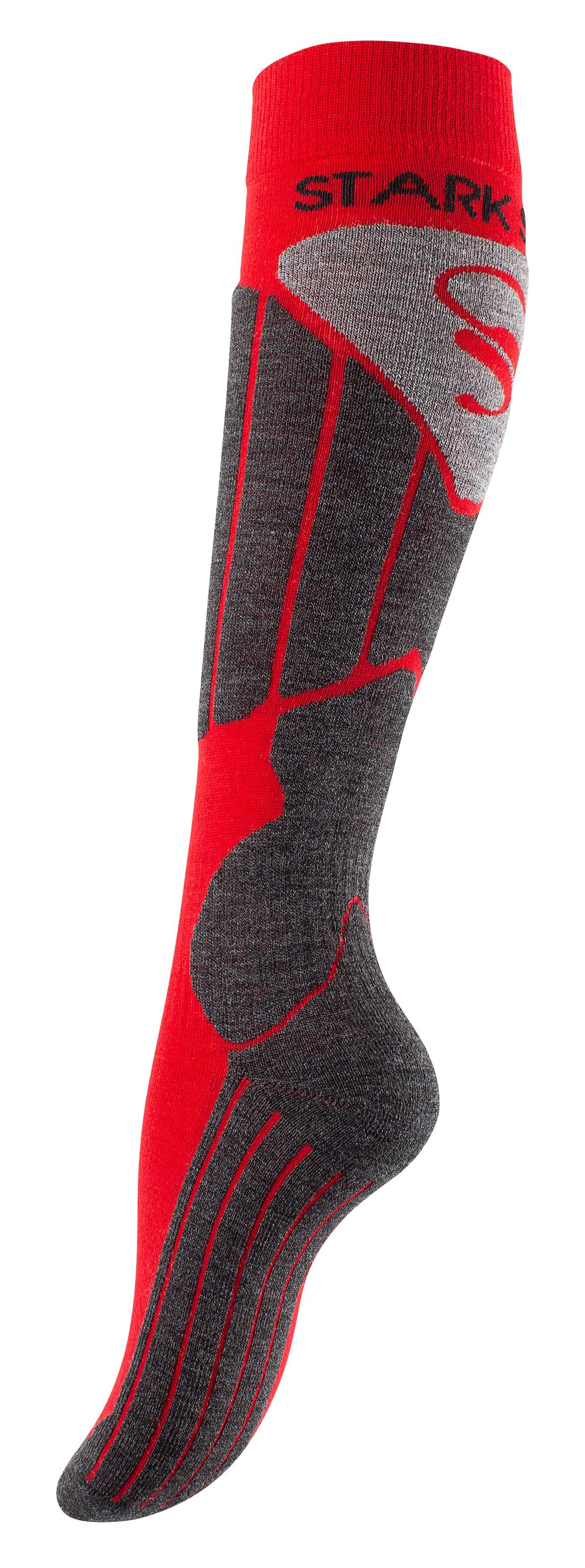 Stark Soul® Skisocken Skisocken mit Polsterung, Sportsocken Snowboard Funktionssocken Funktionssocken gepolsterte Rot Ski