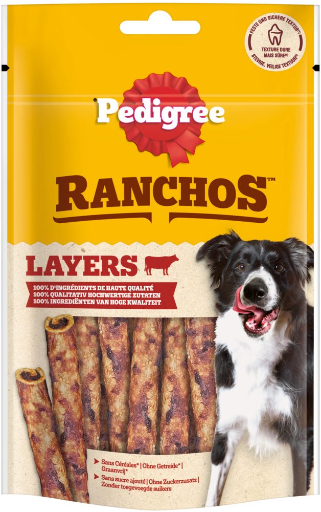 Pedigree PEDIGREE® RANCHOS™ Layers mit Rind 8 x 60g, Snack für: Hunde