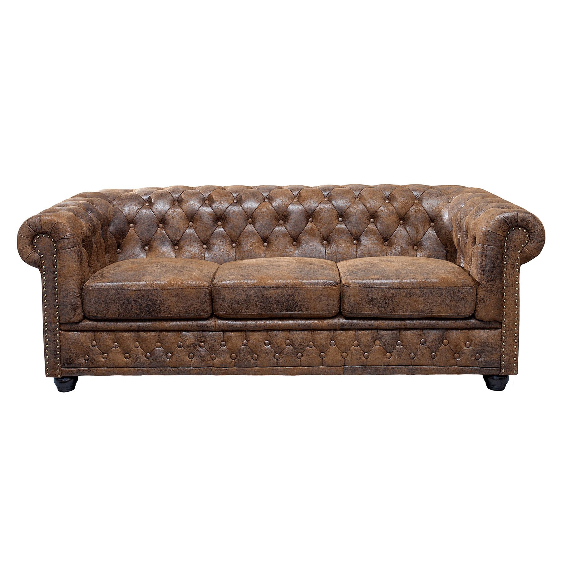 3-Sitzer CHESTERFIELD 205cm antik braun