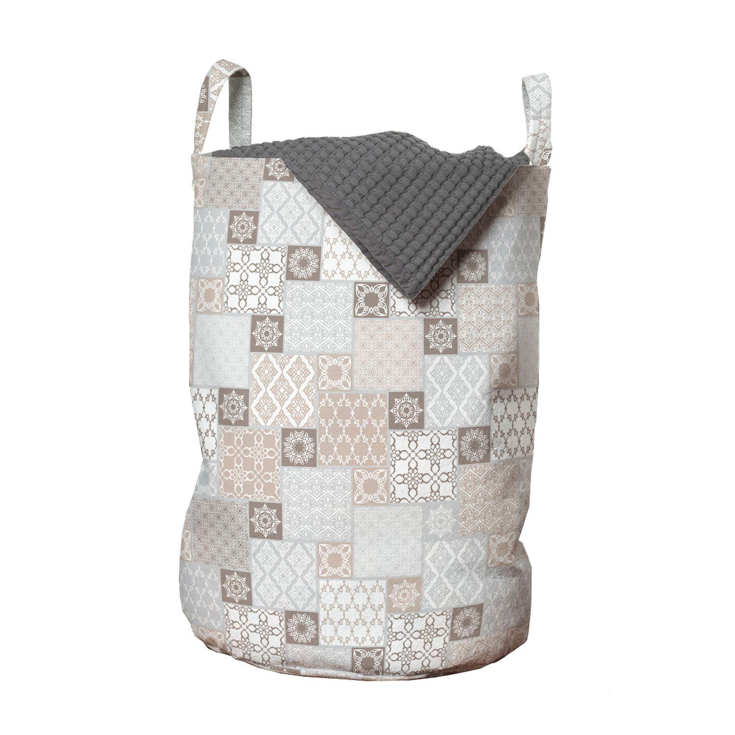 Abakuhaus Wäschesäckchen Wäschekorb mit Griffen Kordelzugverschluss für Waschsalons, asiatisch Oriental Checkered Motiv
