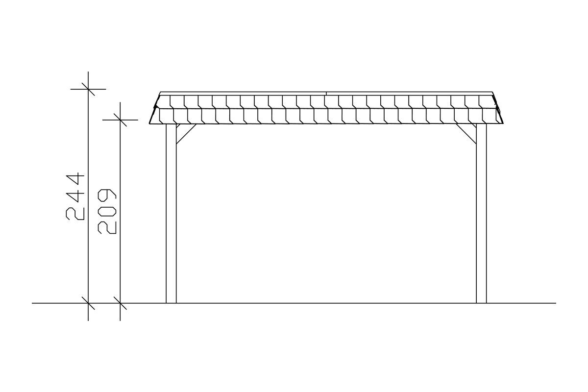 Einzelcarport cm, BxT: grün 209 cm Spreewald, 396x741 Skanholz Einfahrtshöhe