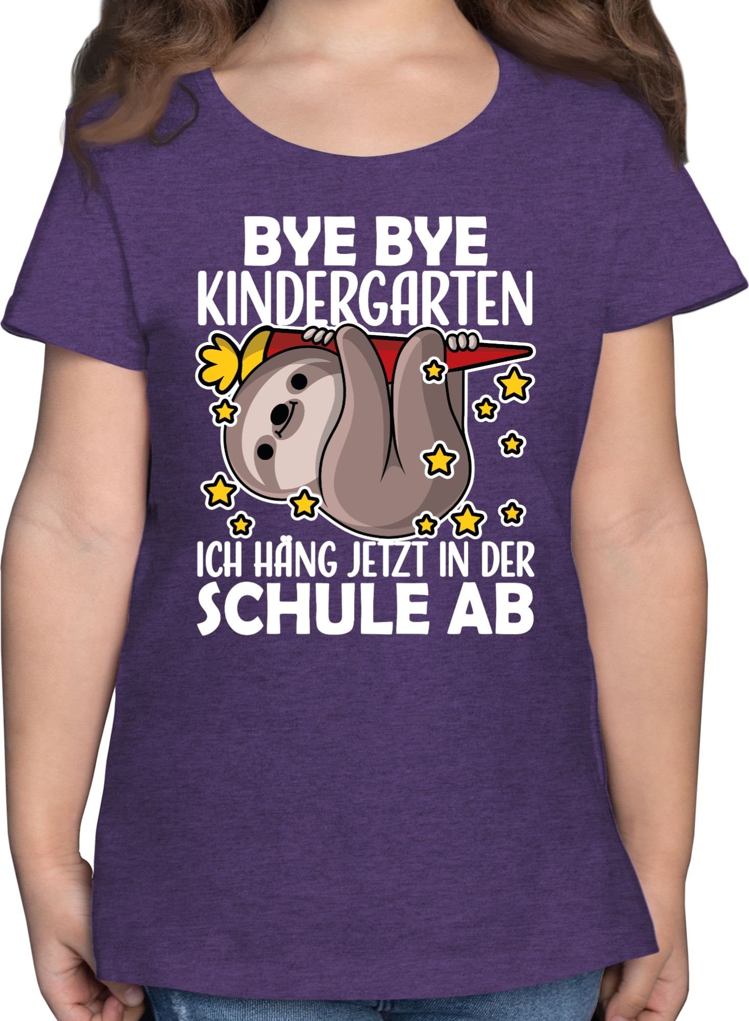 Lila Shirtracer Bye Mädchen Kindergarten T-Shirt Bye 2 Einschulung Meliert