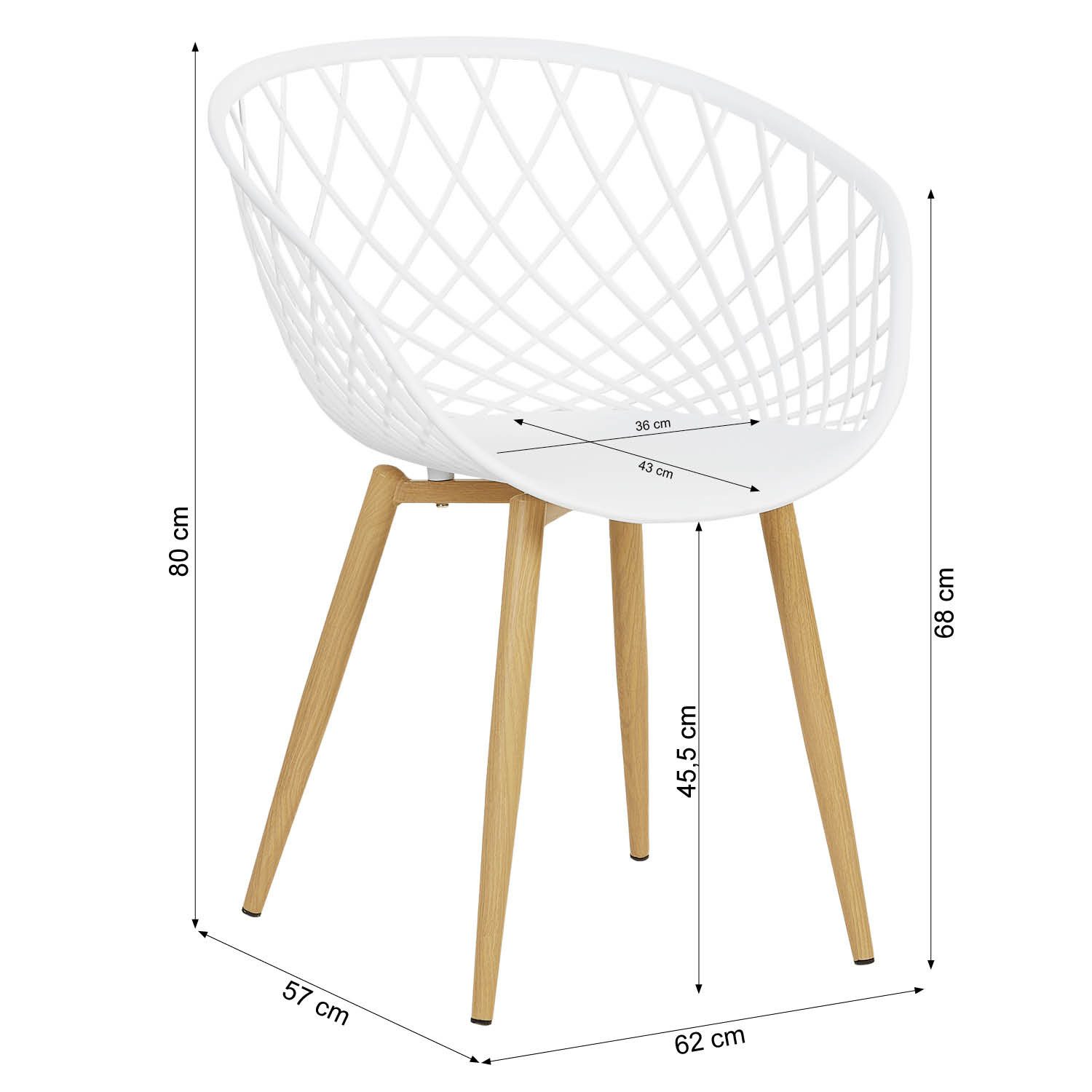 Homestyle4u Gartenstuhl Balkonstühle Set Gartenstühle Kunststoff Terrasse Lounge (Spar-Set, 2 St), 2er Set, 2 Stühle, Weiß, Stuhlbeine aus Stahl, Essstuhl