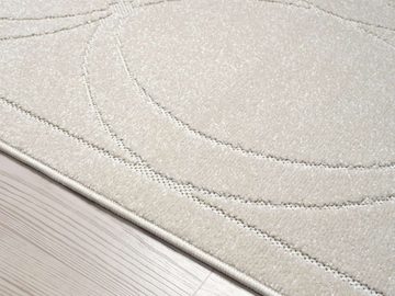 Teppich Indoor & Outdoor Teppich Capri modernes Kreise Design, TaraCarpet, rechteckig, Höhe: 5 mm, Kurzflor creme In & Outdoor Balkon Terrasse Wohnzimmer 80x150