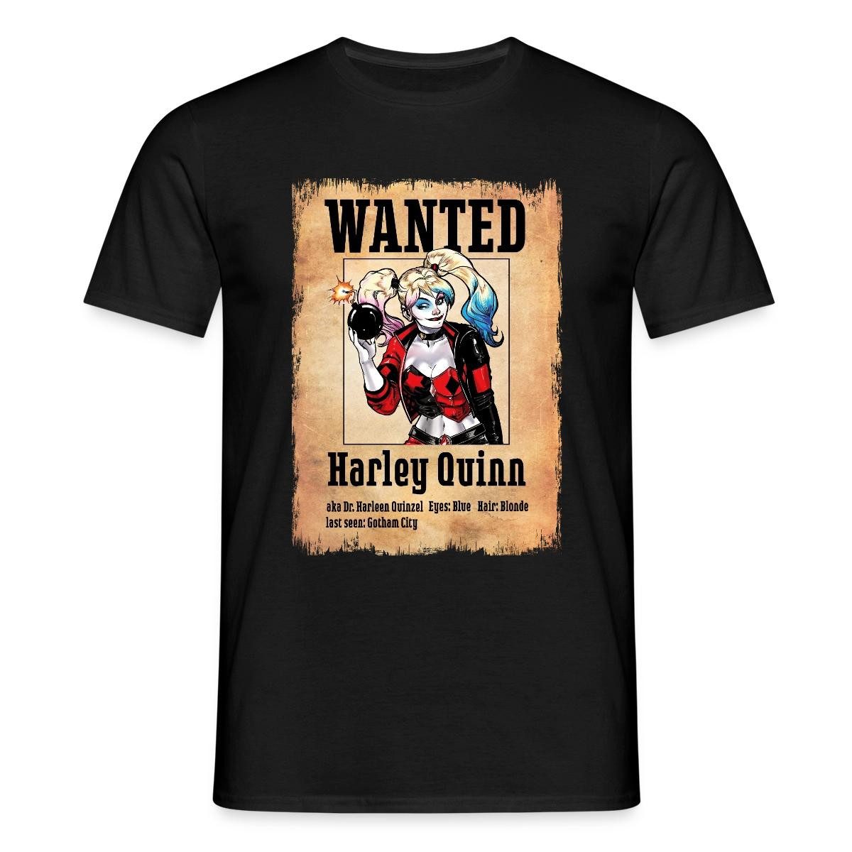 Spreadshirt Harley Quinn Wanted Männer T-Shirt (1-tlg)
