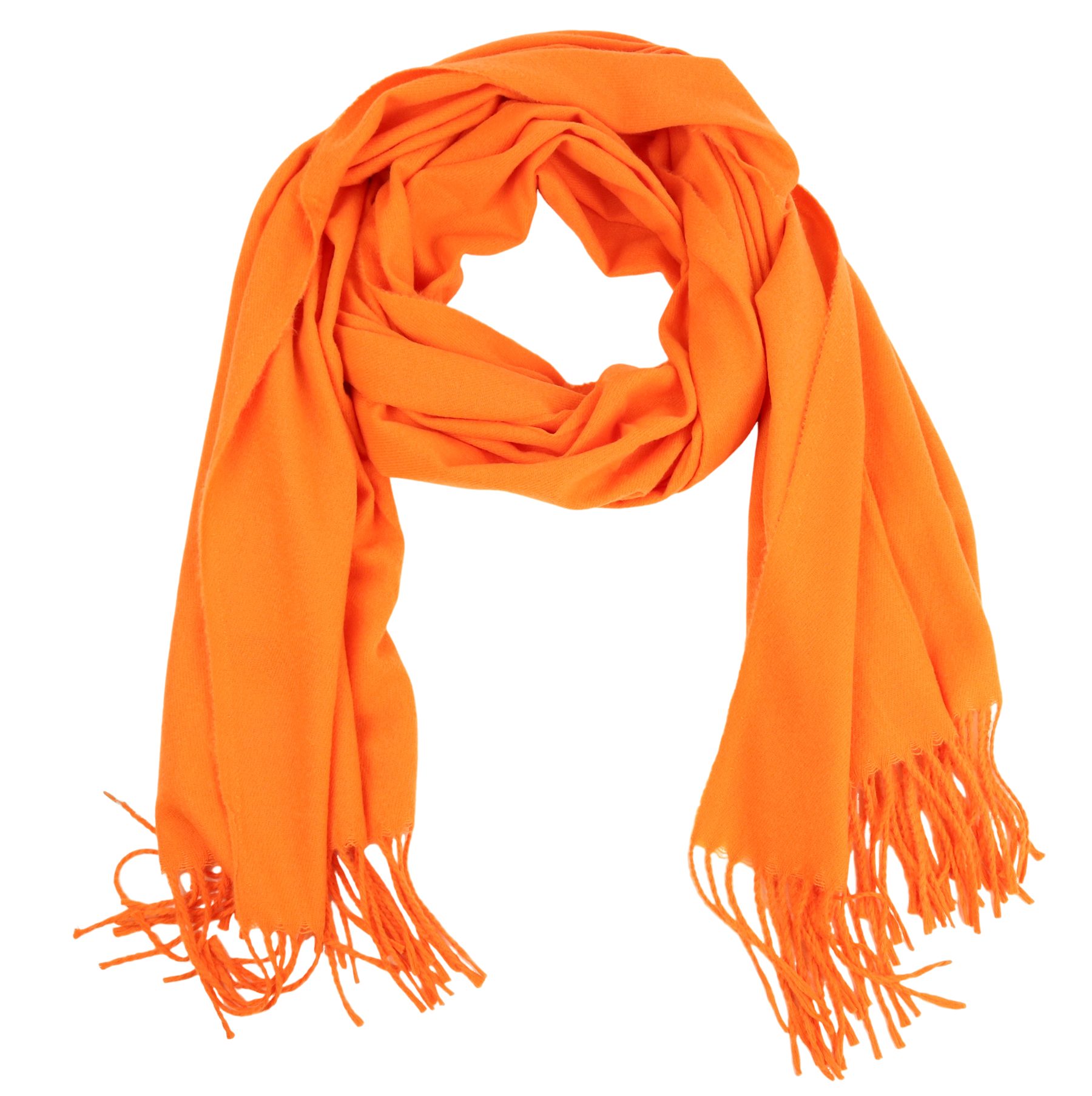 Damen Farben weicher Orange mit Modeschal Schal Halstuch MIRROSI tolle und Unifarbe ideal warmer für und Fransen, Winter zur (Viele Auswahl), Herbst 70x180cm,