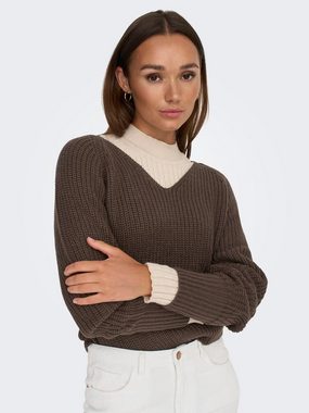 JACQUELINE de YONG Strickpullover Grobstrick Pullover mit V-Ausschnitt JDYJUSTY 5597 in Braun-2