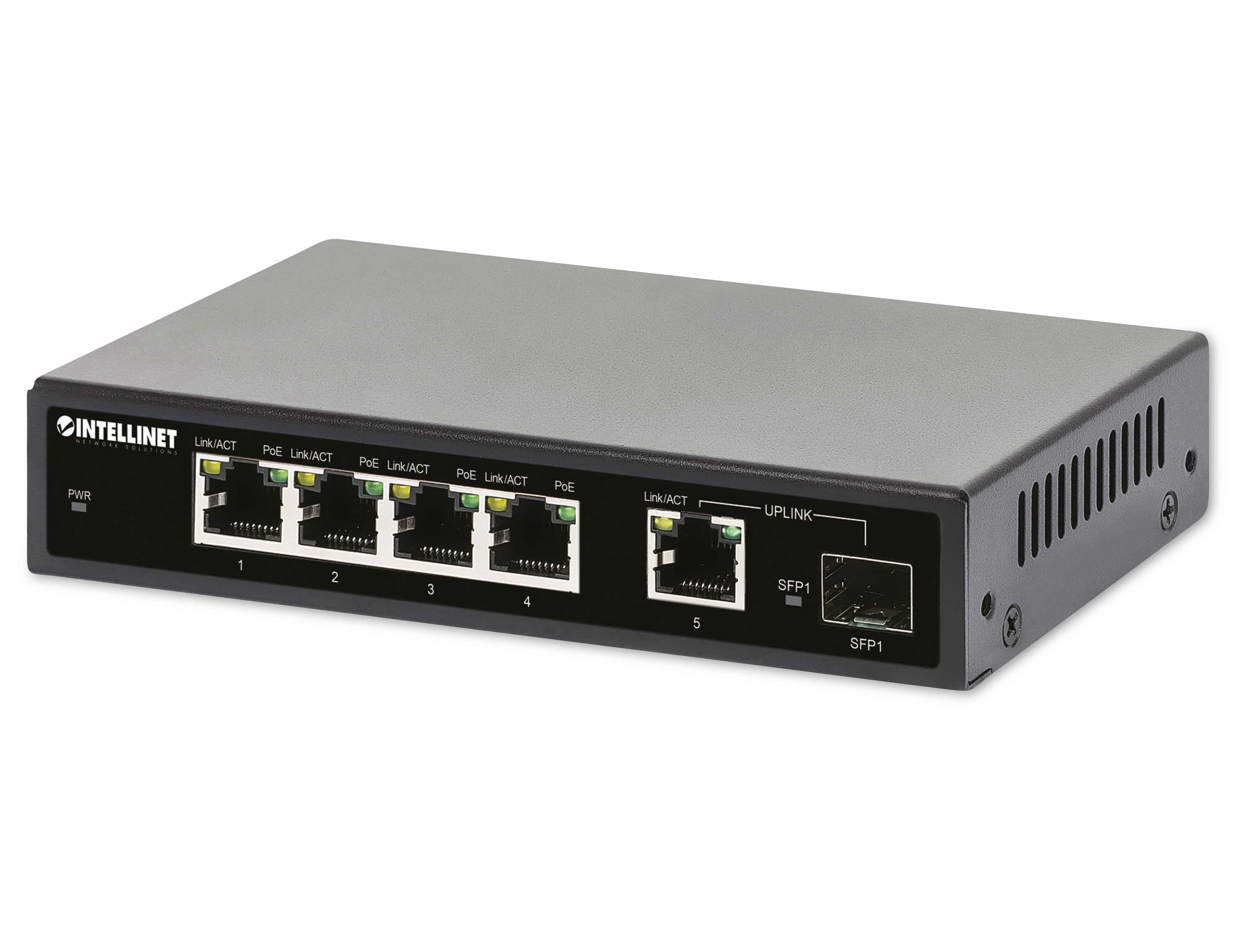 INTELLINET Netzwerk-Switch PoE+, 5-Port Gigabit Netzwerk-Switch