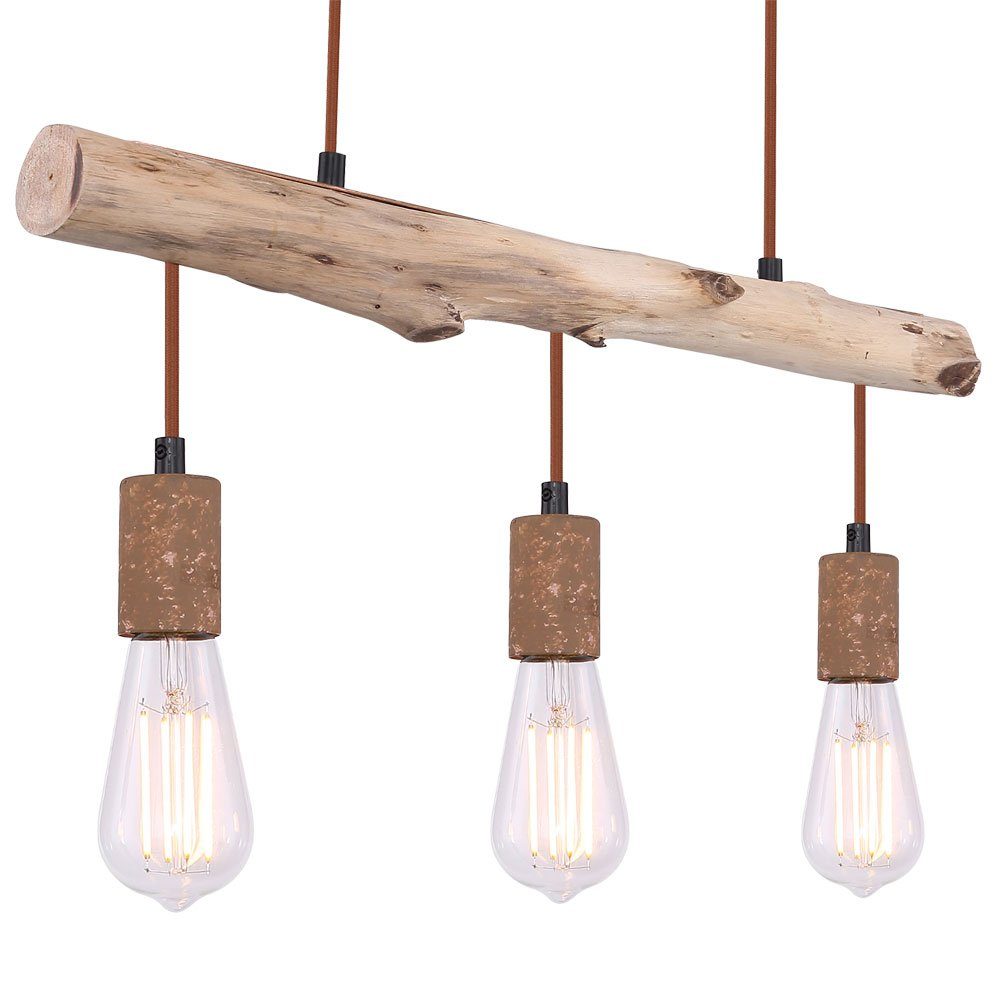 rost Lampe inklusive, Warmweiß, Holz Design Vintage Pendel Leuchte Pendelleuchte, Hänge im etc-shop LED Leuchtmittel Decken Filament