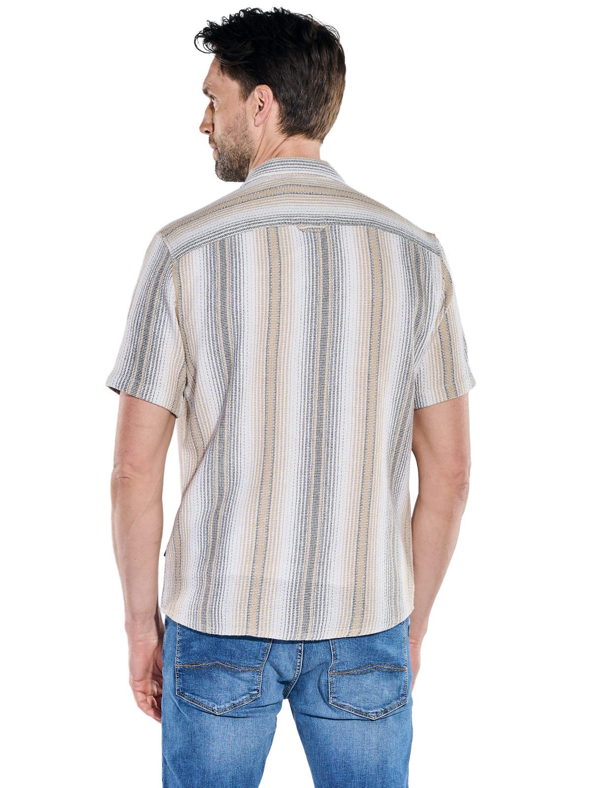 Engbers Kurzarmhemd Herren Kurzarm-Overshirt in Strickoptik, Beige