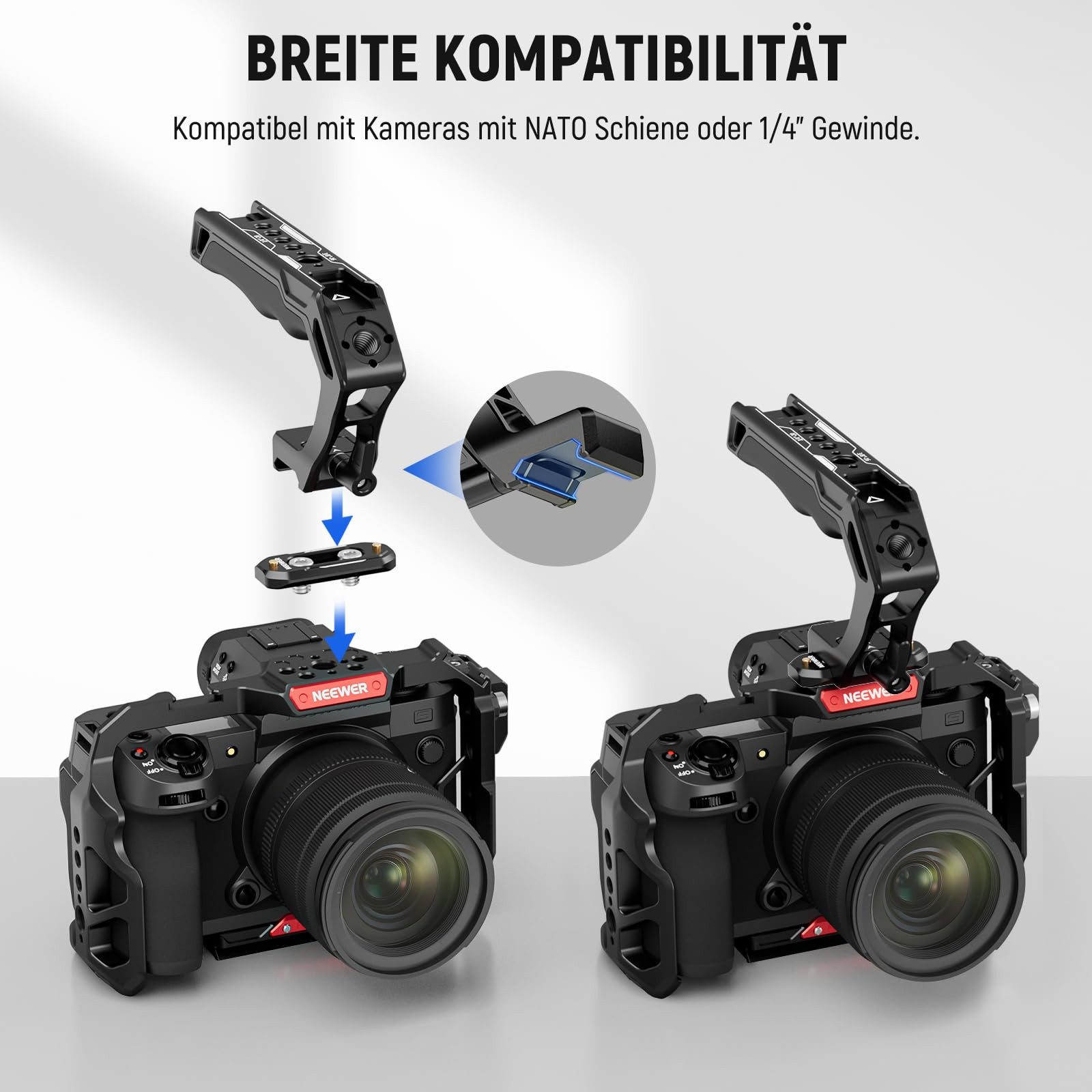 Neewer Kamerazubehör-Set CA008 Top Handle obere Griff und NATO Schiene Kit, (Packung)