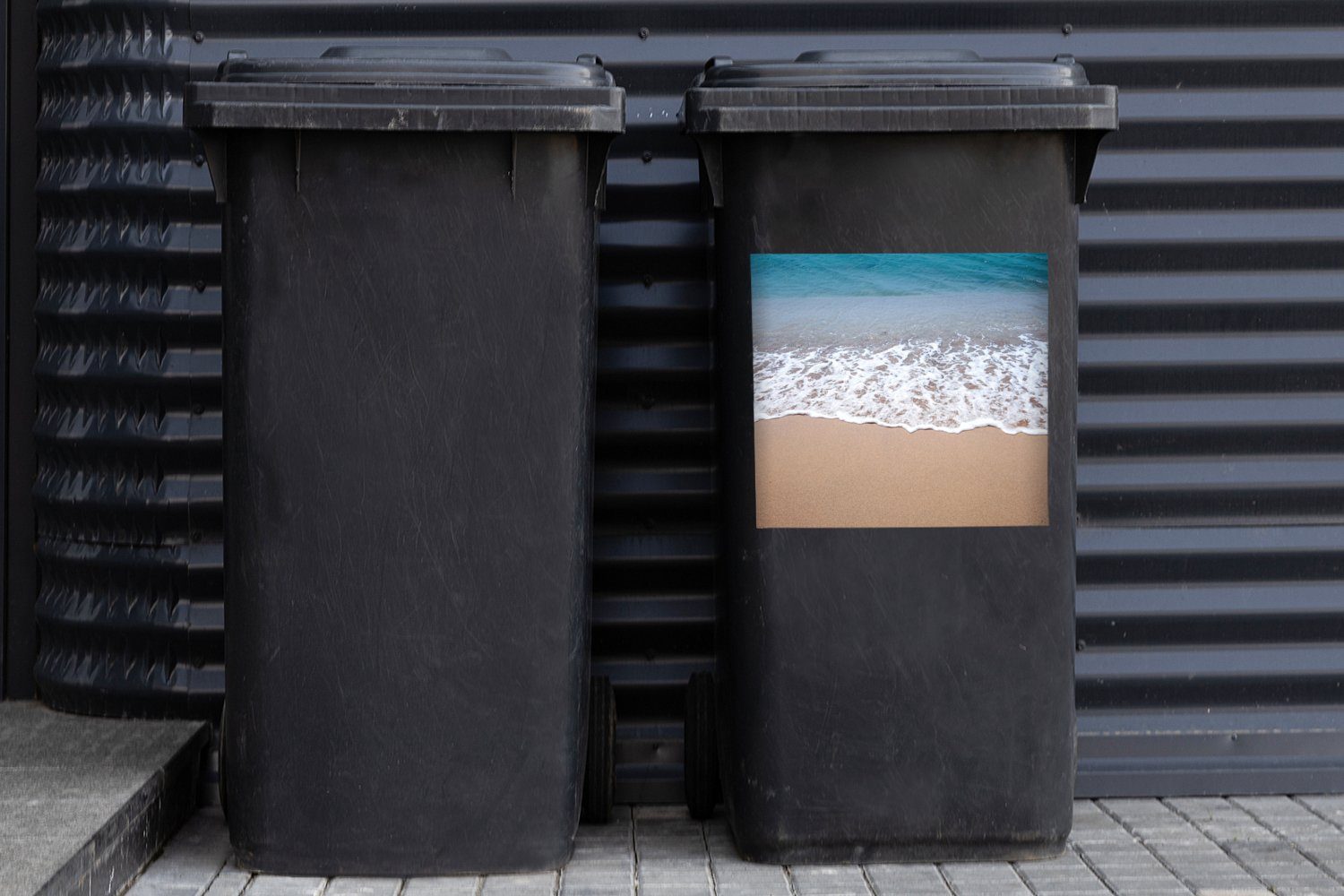 Mülleimer-aufkleber, - Container, Sticker, St), MuchoWow (1 Mülltonne, - Golf Wandsticker Strand Wasser Abfalbehälter