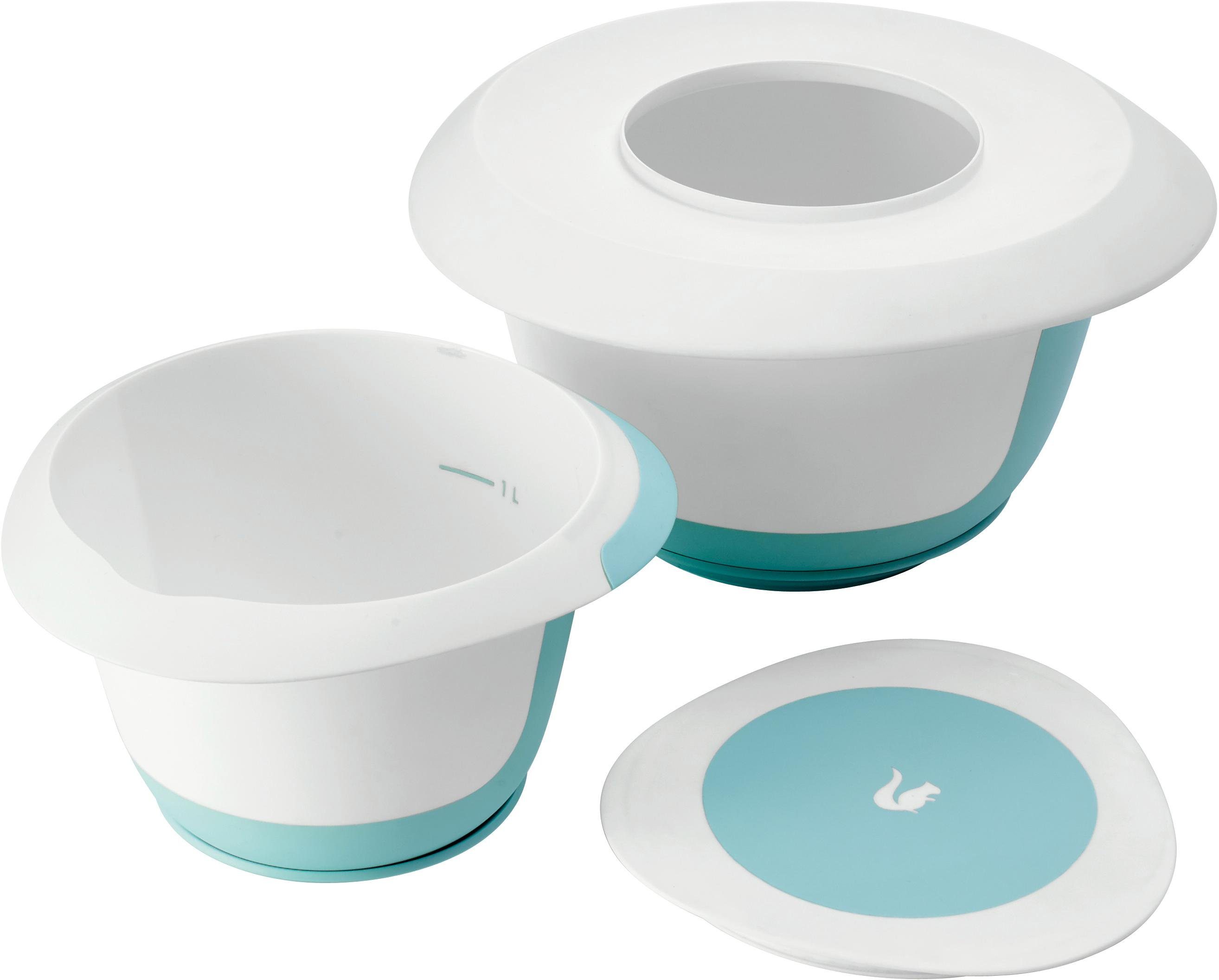 keeeper Rührschüssel marla, Kunststoff, (Set, 4-tlg), 4-in1, mit Spritzschutz, Teigschaber, Saugnapf, Anti-Rutsch-Oberfläche