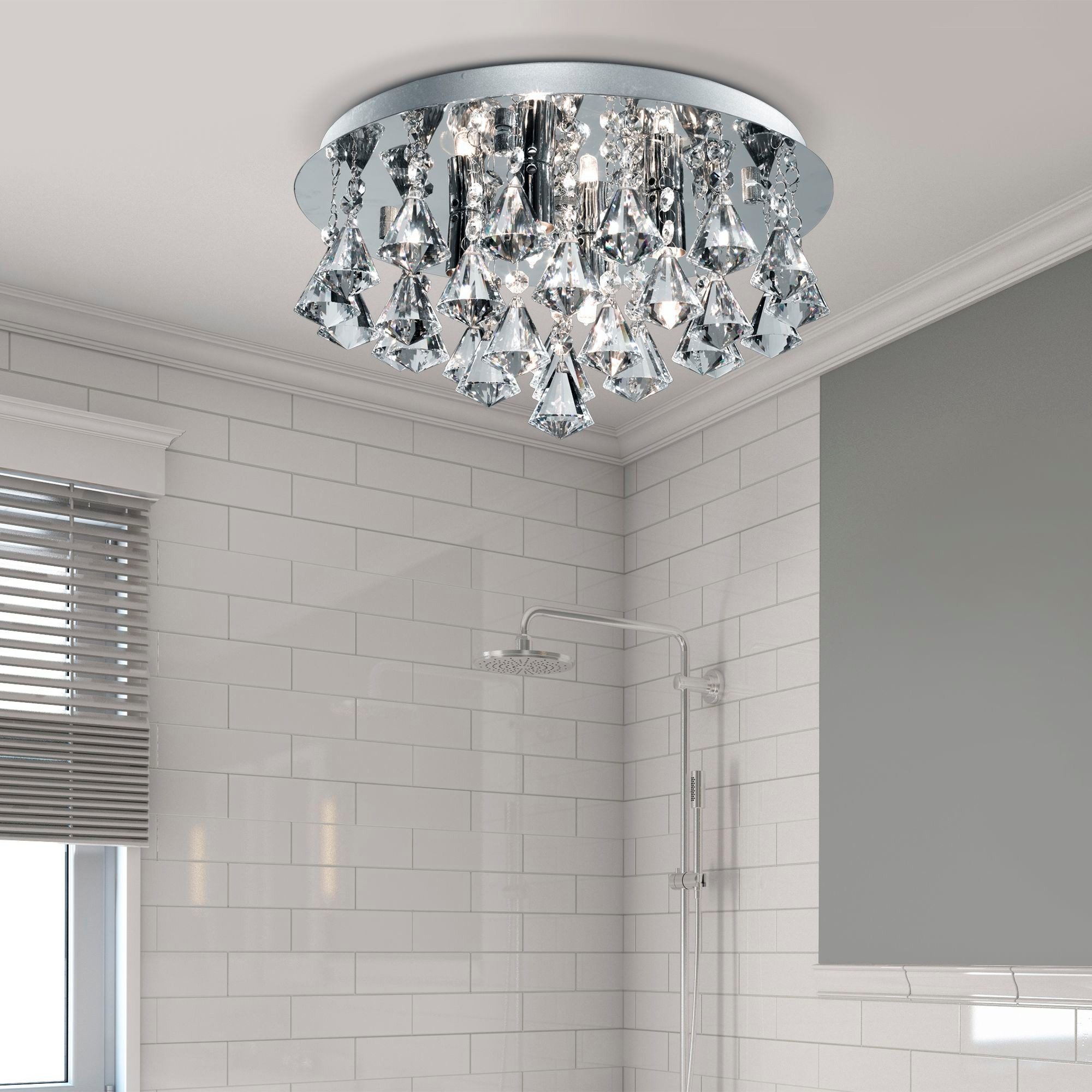 Searchlight Deckenleuchte Hanna 4Lt Flush - Chrome Metal & Clear Crystal, Leuchtmittel wechselbar – Bild 2 von 5