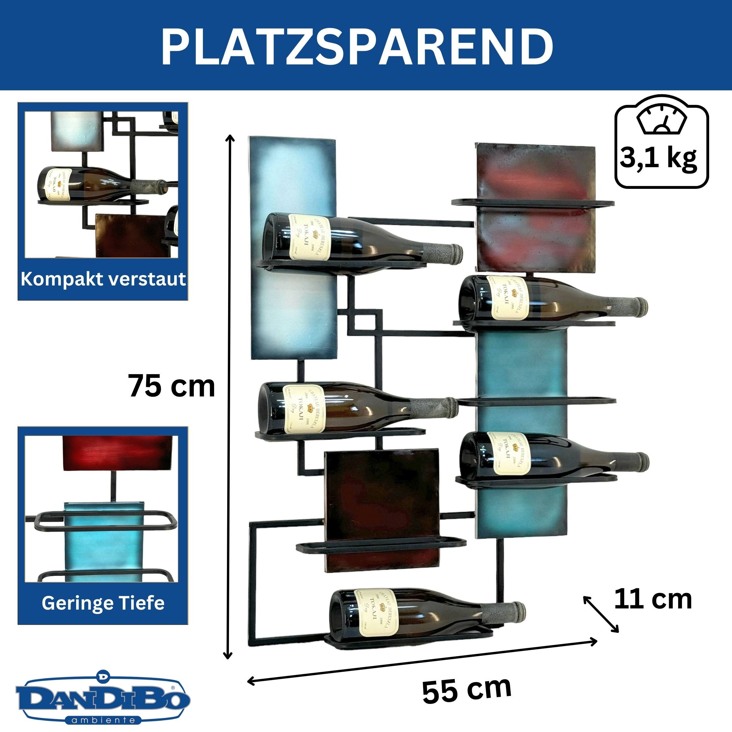 DanDiBo Weinregal Wand Metall Schwarz 8 Flaschen Schmal 96618 Design Flasch günstig online kaufen