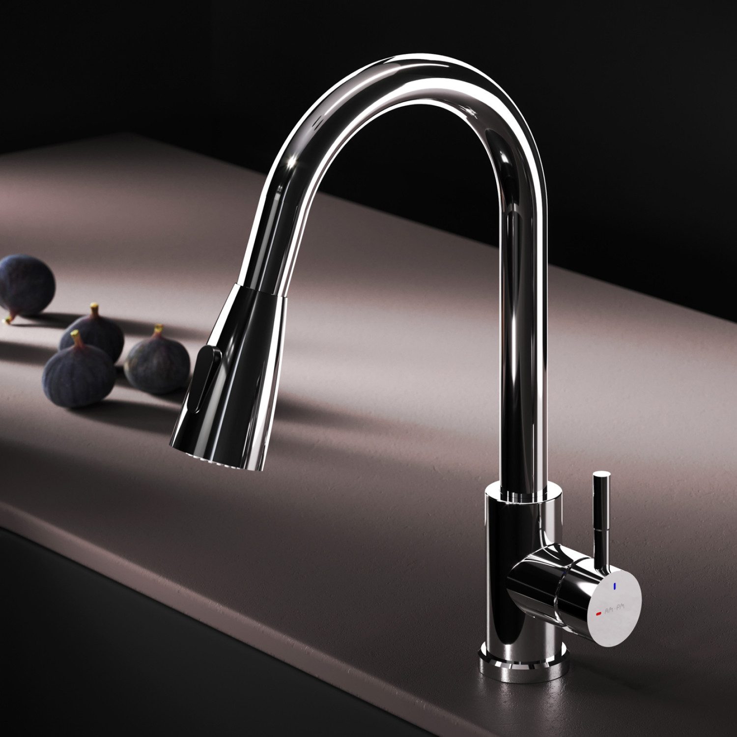 AM.PM Küchenarmatur X-JOY S Wasserhahn Drehbar Spülarmatur Spültischarmatur Küche (Einhebelmischer Misch-Armatur Mischarmatur, Mischbatterie mit ausziehbarer Brause Chrom Silber) ausziehbarer, flexibler und drehbarer Auslauf