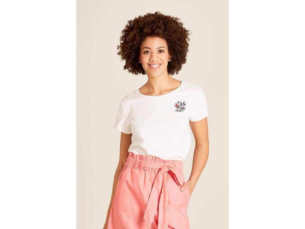 Tranquillo T-Shirt tranquillo Bio-Damen-T-Shirt mit floraler Stickere
