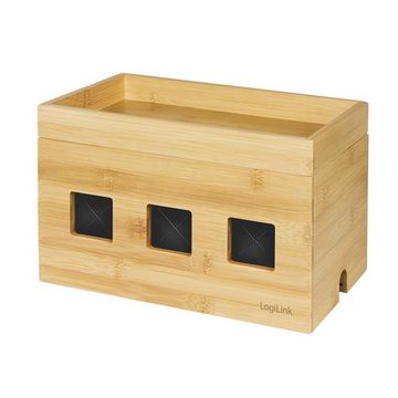 LogiLink Kabelbox KAB0076, 255 x 140 x 165 mm, aus Bambus, Holzbox, Kabelmanagement, Kabelordnung, für Kabel und Steckdosenleisten