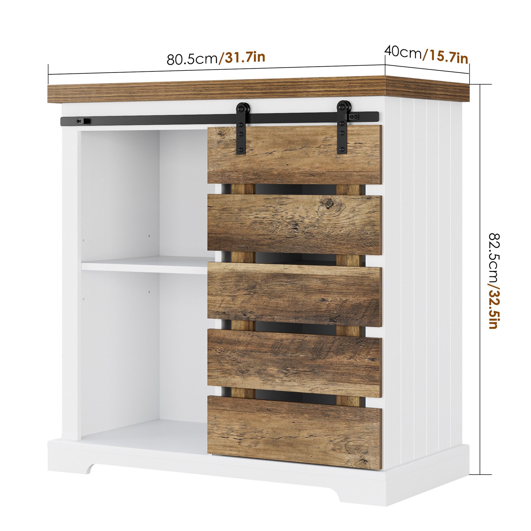 HOMECHO Buffet Küchenschrank mit Schiebetür und Regal Vintagebraun+Weiß günstig online kaufen