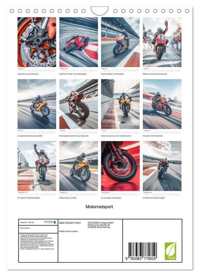 Thumbnail - CALVENDO Wandkalender Motorradsport (Wandkalender 2025 DIN A4 hoch), CALVENDO Monatskalender