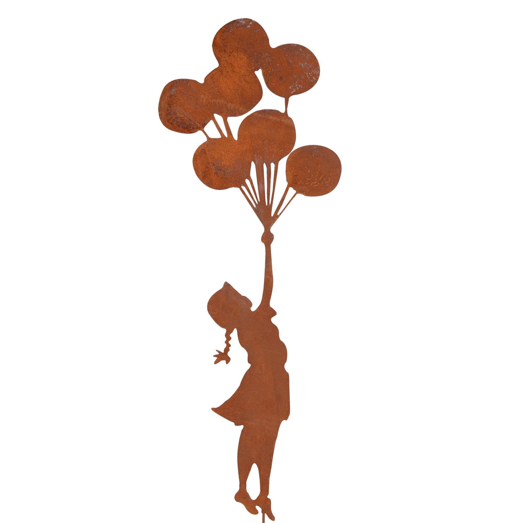 mit Ballons UNUS Mädchen Gartenstecker GARDEN Roststecker (1-St) klein