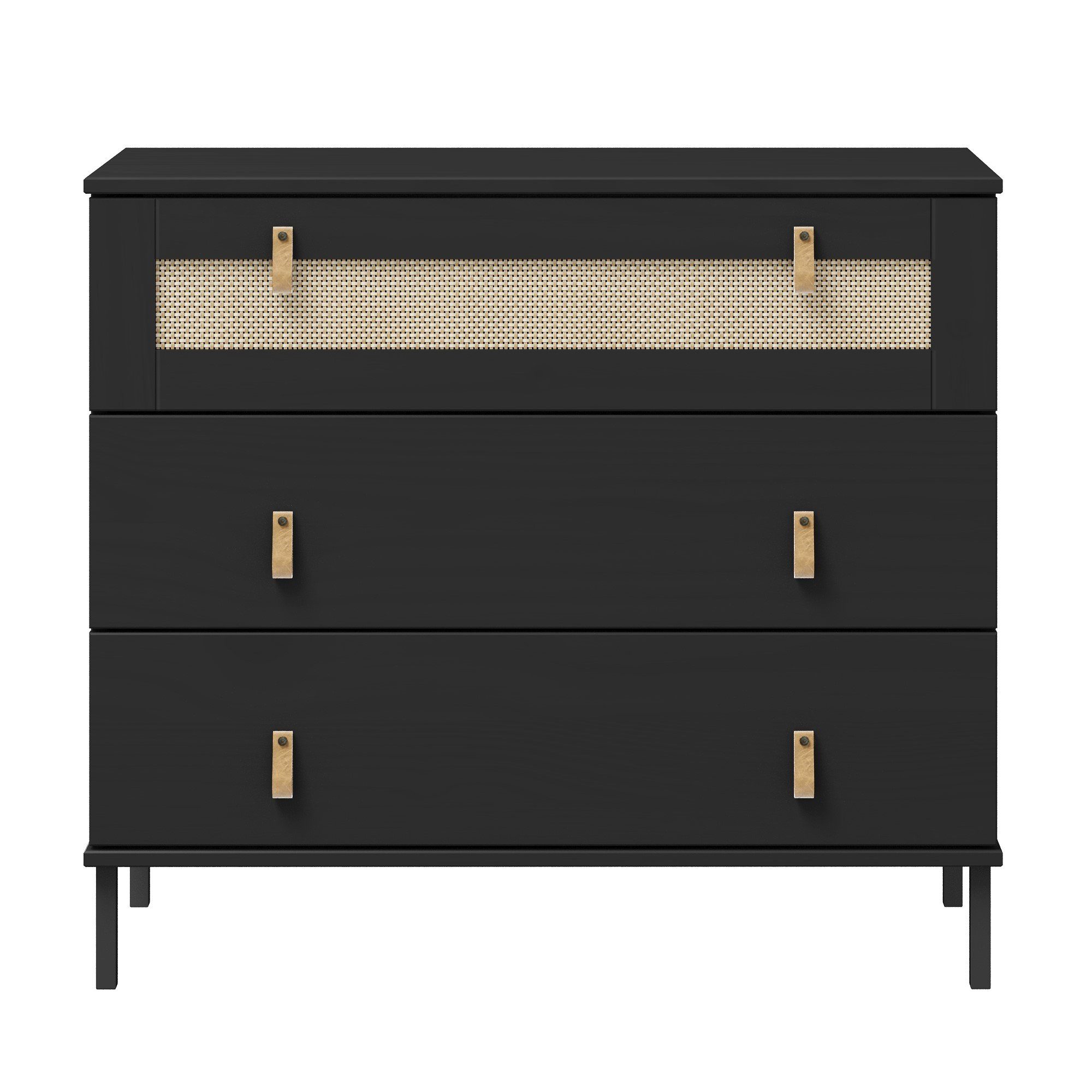Woodroom Sideboard Valenica, Kiefer 90x80x40 cm schwarz massiv lackiert, BxHXT