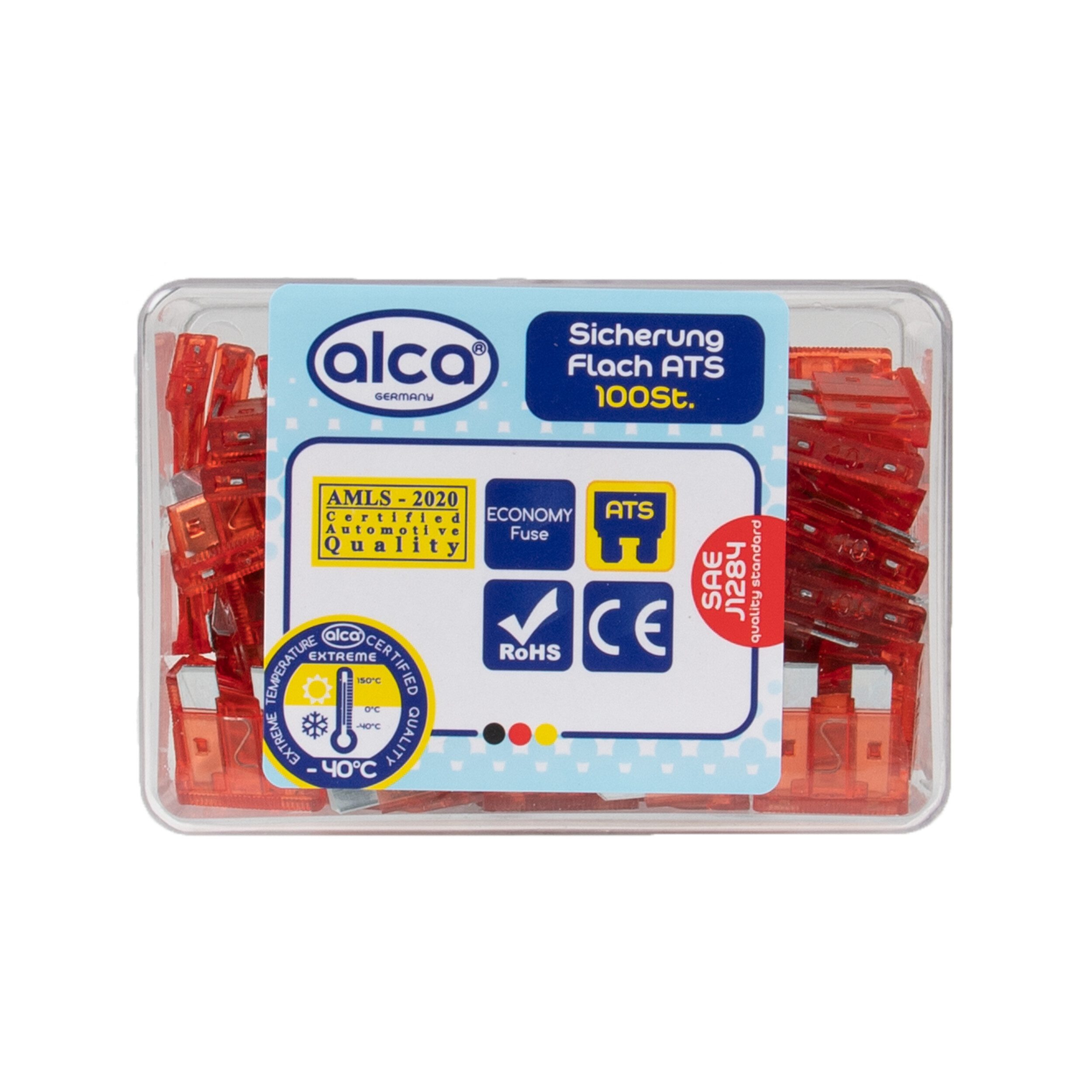 alca Flachstecksicherungshalter Flach-Sicherungen 10 A; 100 St. Economy Box rote Flachsicherungen, (100-St., 10 Ampere (rot)