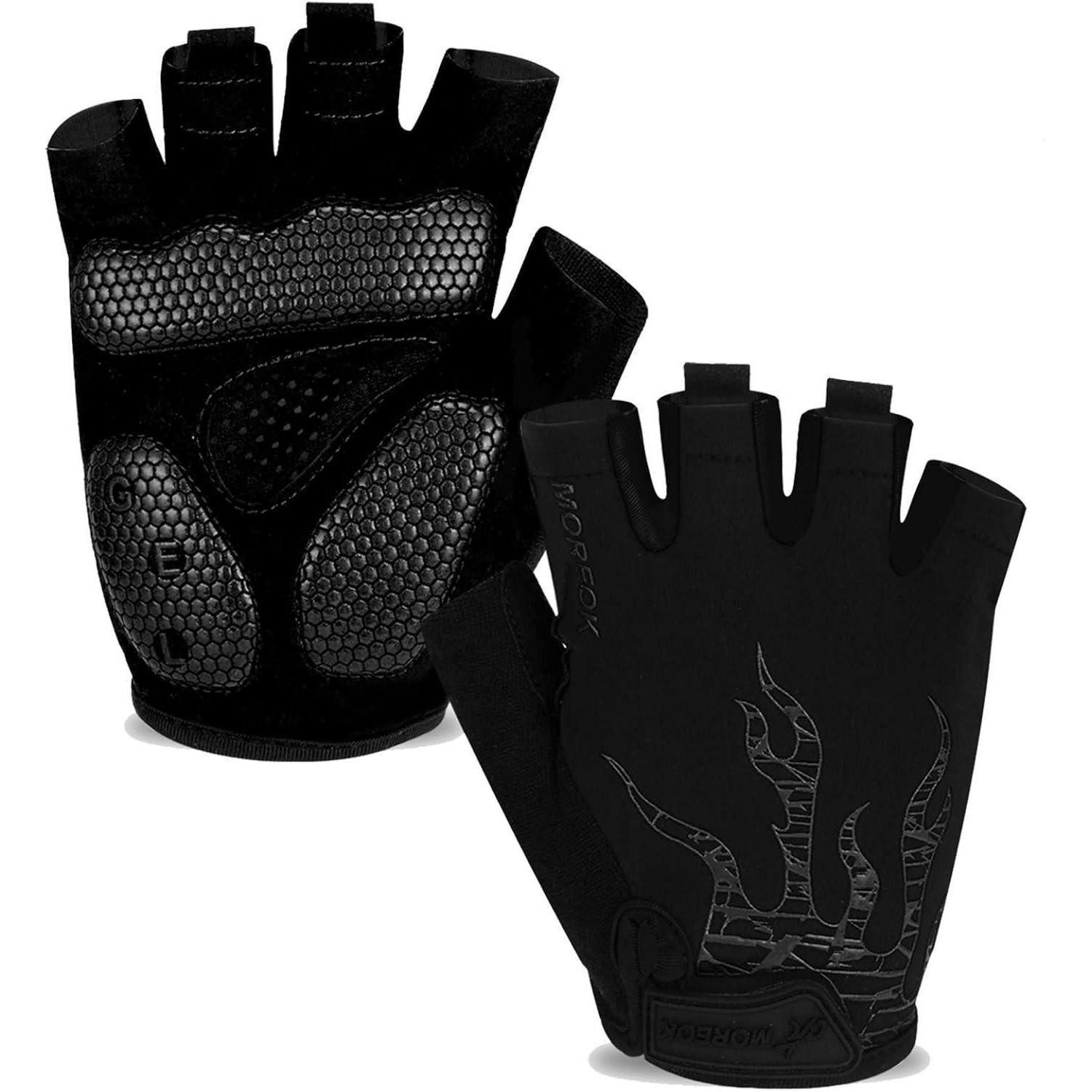 Fahrradhandschuhe Fahrradhandschuhe Herren Damen Halbfinger Gel rutschfest MTB Schwarz S