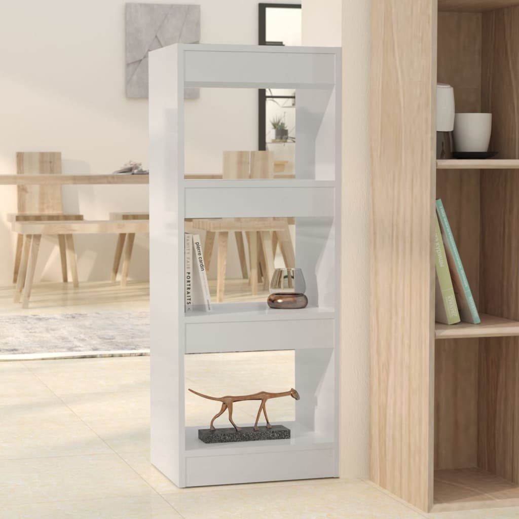 furnicato Hochglanz-Weiß Bücherregal Bücherregal/Raumteiler 40x30x103cm Holzwerkstoff