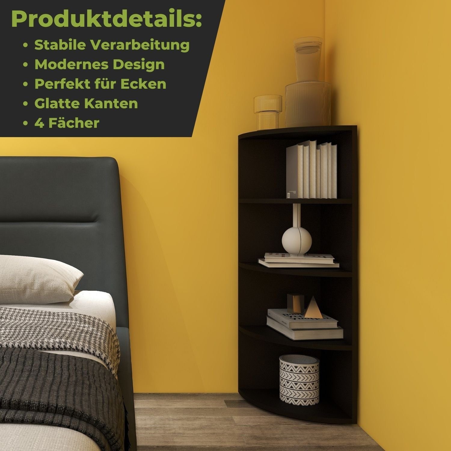 Coemo Standregal CORNER 120, Schwarz 4 Fächer Eckregal 40x40x120 cm Regal a günstig online kaufen