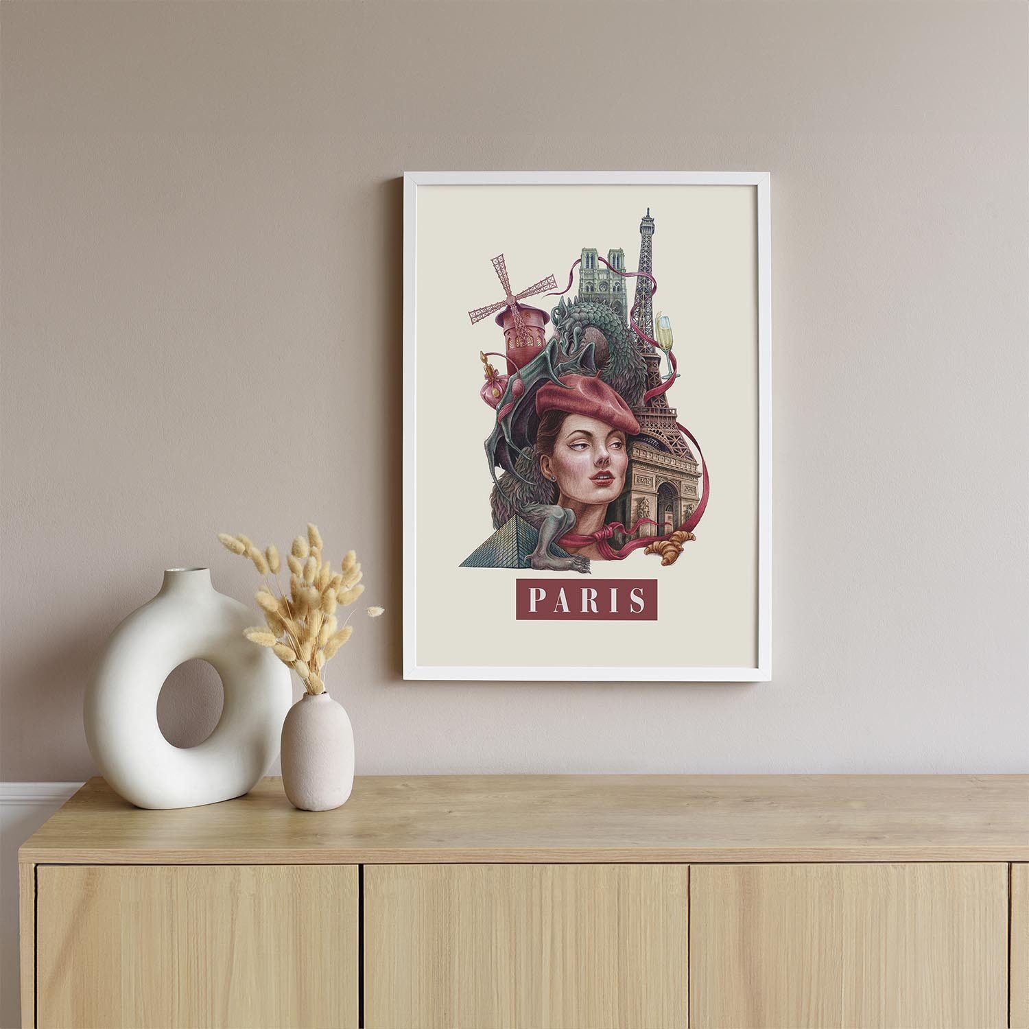 Tulup Bild mit Rahmen Paris Kunstdruck im Rahmen, Dekoratives gerahmtes Bild