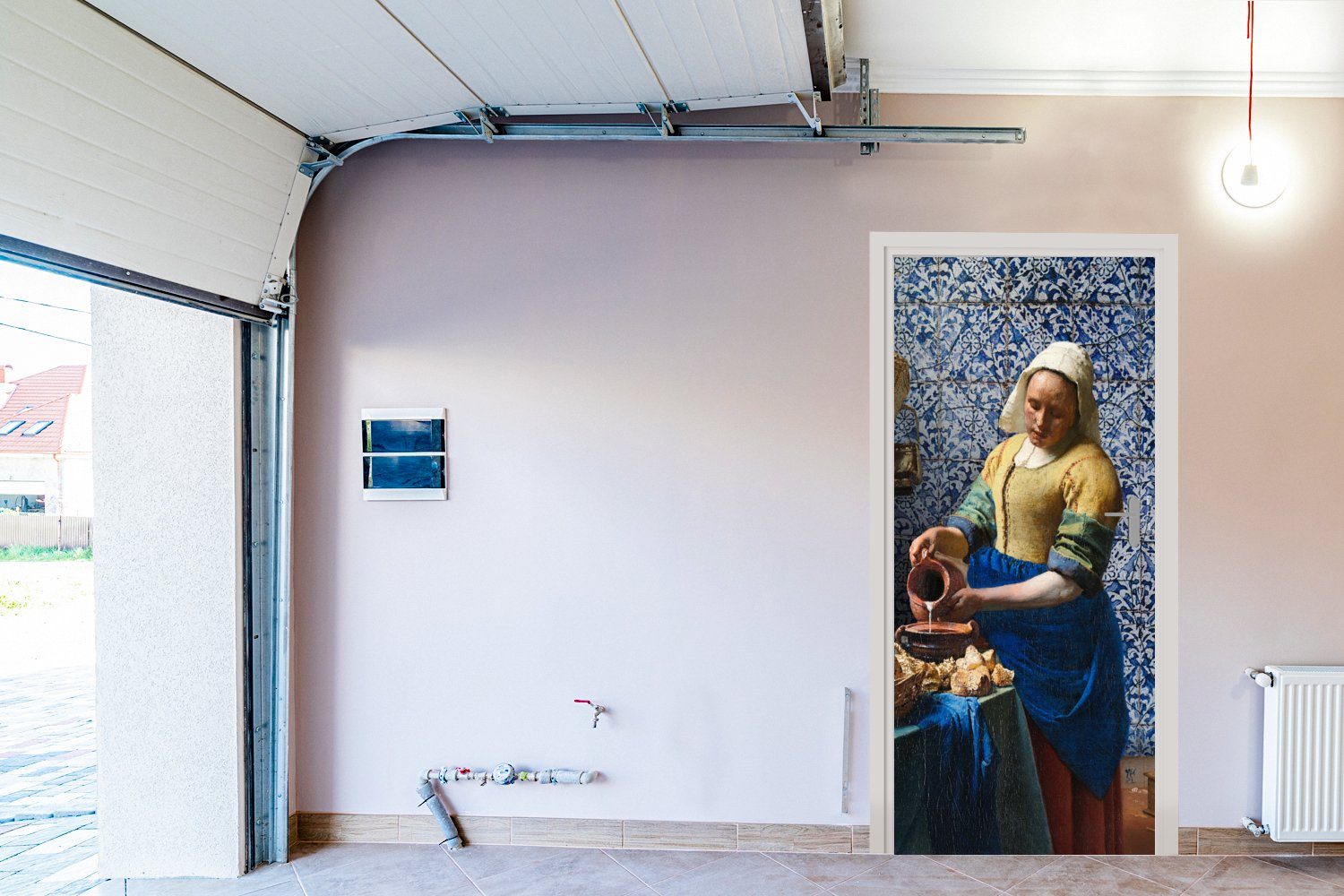 MuchoWow Türtapete - Vermeer Blau Fototapete Matt, (1 - Tür, cm Delfter Meister, Milchmädchen für Alte St), - 75x205 Gemälde - Türaufkleber, bedruckt