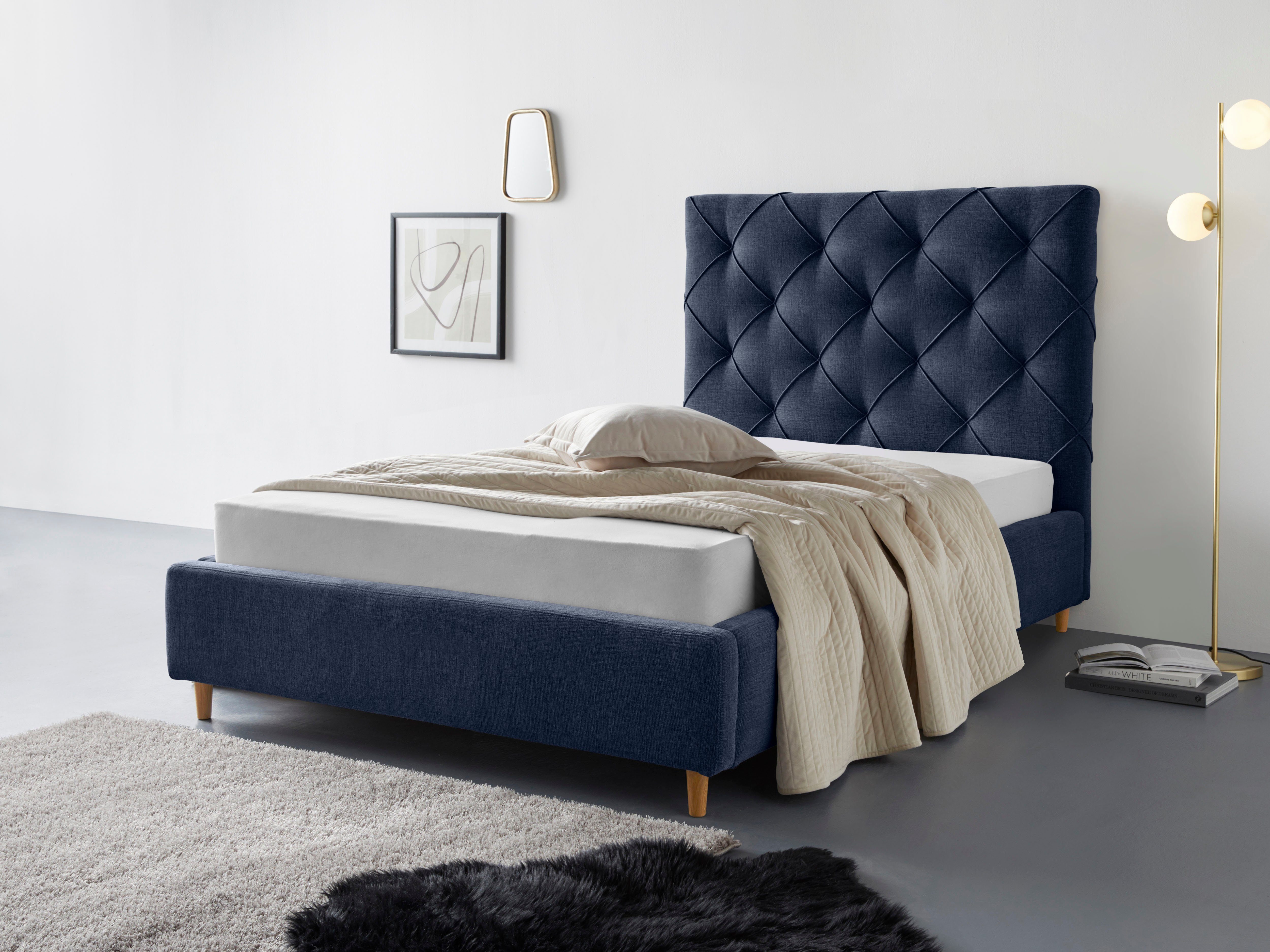 Leonique Polsterbett Louanne, mit schöner Knopfheftung im Rückenteil, inkl. Bettkasten