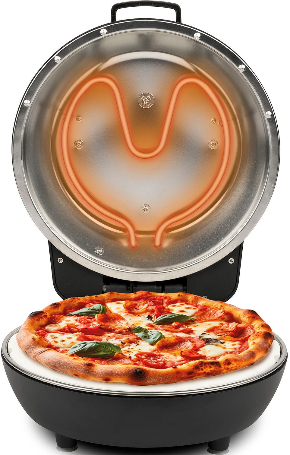 G3 Ferrari Pizzaofen G10199 Pummarola bis 420 °C, mit Backthermostat, Pizzawendestein, schaltbare Ober- und Unterhitze im edlen Design