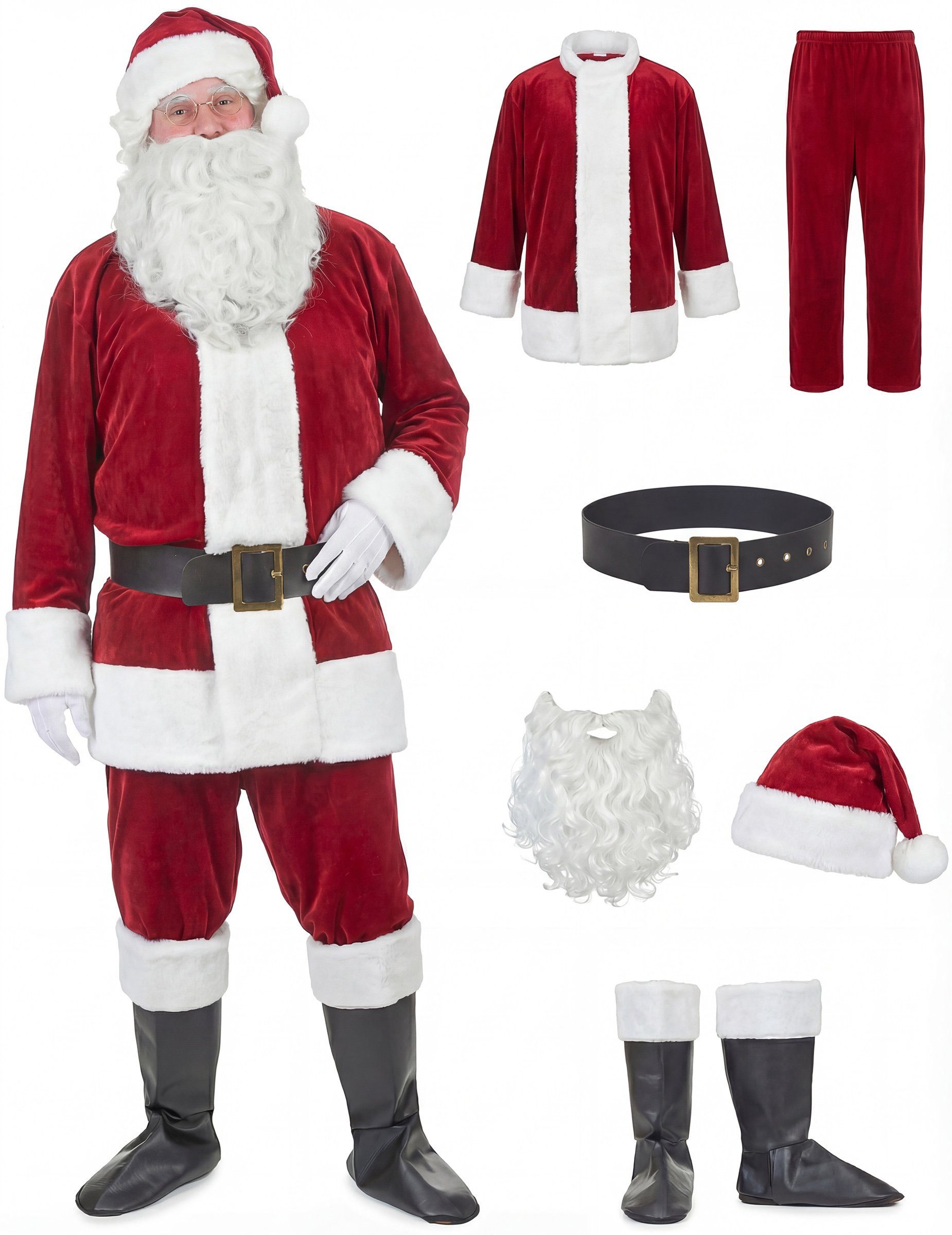 JADEO Kostüm Weihnachtsmann Herrenkostüm Nikolaus rot-weiss