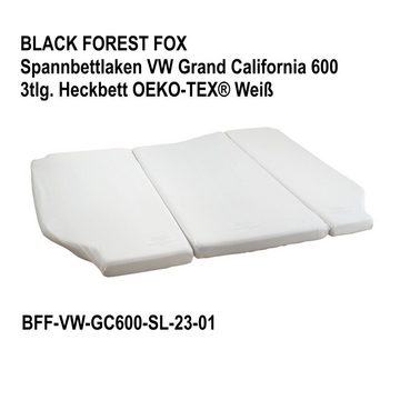 Spannbettlaken Spannbettlaken VW Grand California 600 für 3 tlg. Matratze Heckbett, BLACK FOREST FOX, Baumwolle, Gummizug: rundum, Weiß