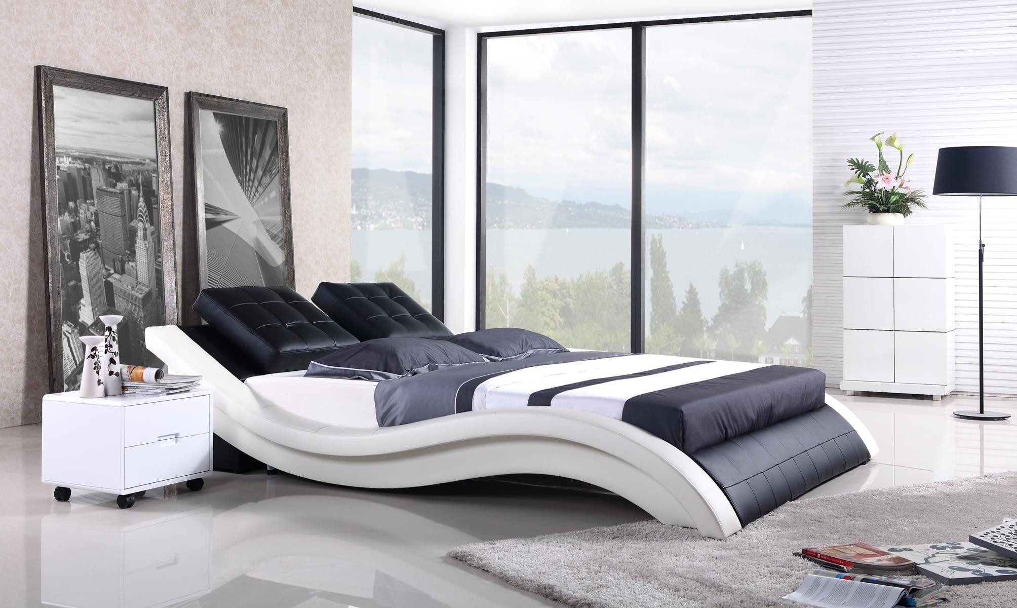 Xlmoebel Polsterbett Luxus Doppelbett aus Holz mit eleganter Lederoptik (Doppelbett, 1-tlg., Bett), Hergestellt in Europa