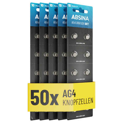ABSINA AG4 LR66 Knopfzelle 10er Pack - 1,5V Alkaline Knopfzellen Knopfzelle, (1 St)