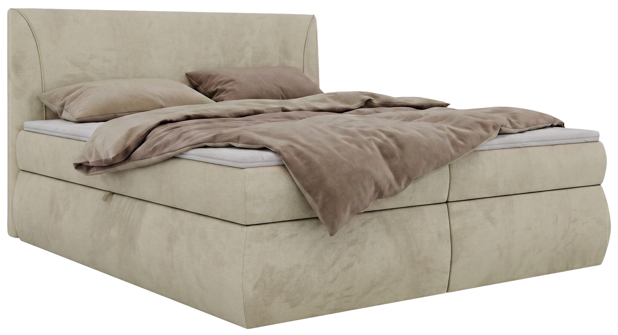 MKS MÖBEL Boxspringbett TARENZA (Set, Doppelbett, Gepolstertes Kopfteil, Schaum Topper), inkl. Bettkasten und Topper, Bonell-Federn