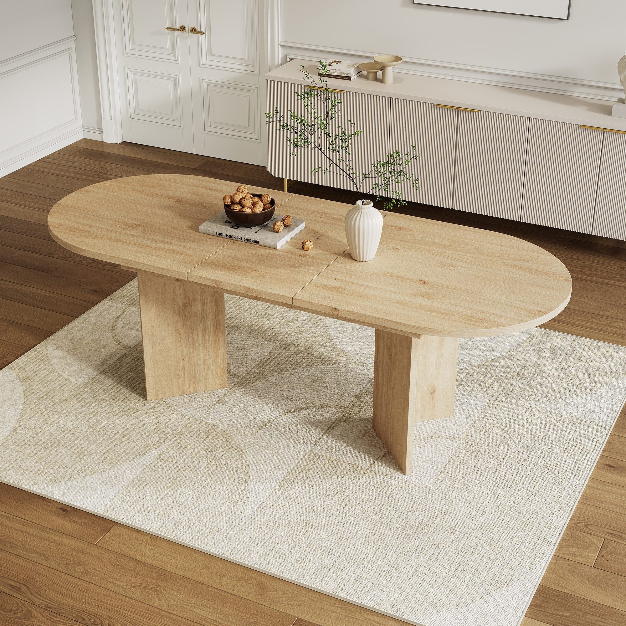 STILVORA Esstisch mit Tischplatte ausziehbar,Küchentisch Beistelltisch mit runden Kanten (Küchentisch, 1-St., Ausziehbarer, 120/160 * 80 cm), mit abgerundeten Ecken, verdickte Tischplatte